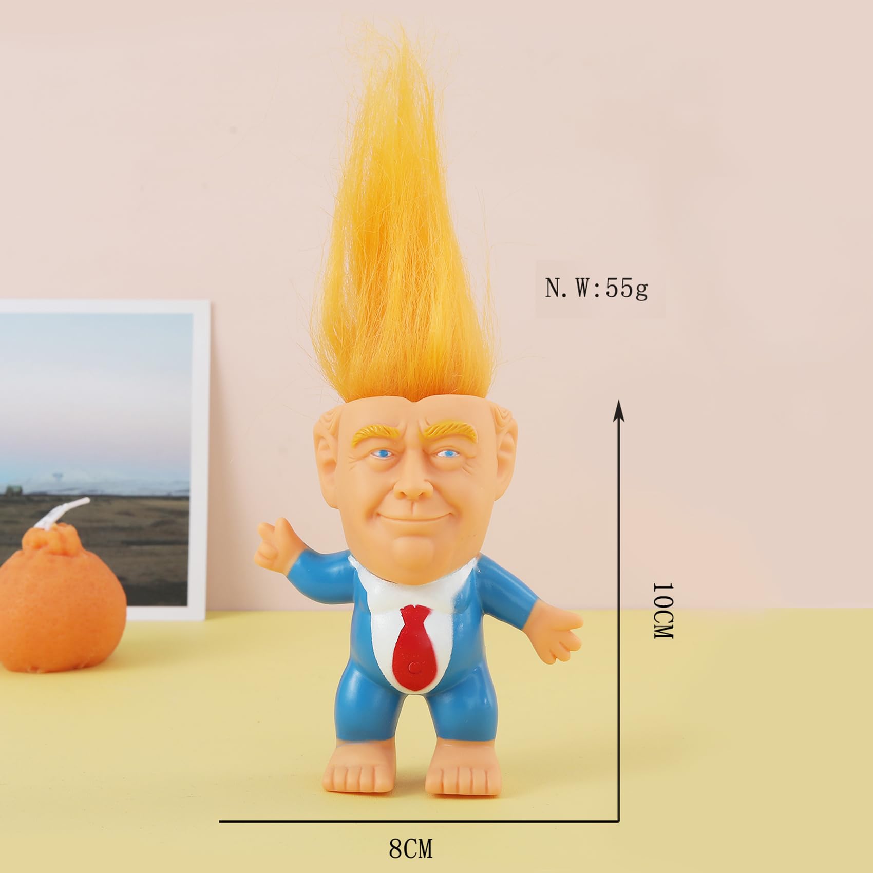 Donald Trump Troll Doll Toy - Cute Rubber Collectible Figure for Trump Fans, 2025 Take America Back Edition (Red Tie) - Perfect Gift for Political Enthusiasts & Election Memorabilia Collectors