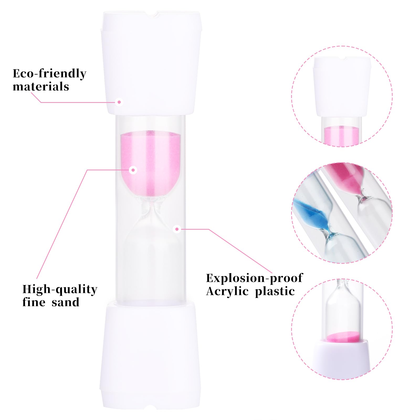 Simarro 2-Piece Sand Timer Set - 3 Minute Hourglass with Anti-Slip Base, Egg-Shaped Kitchen Timer for Cooking, Games, Classroom, Home & Office Decor (Blue + Pink) | Perfect for Board Games, Baking, Meditation & Creative Gifts