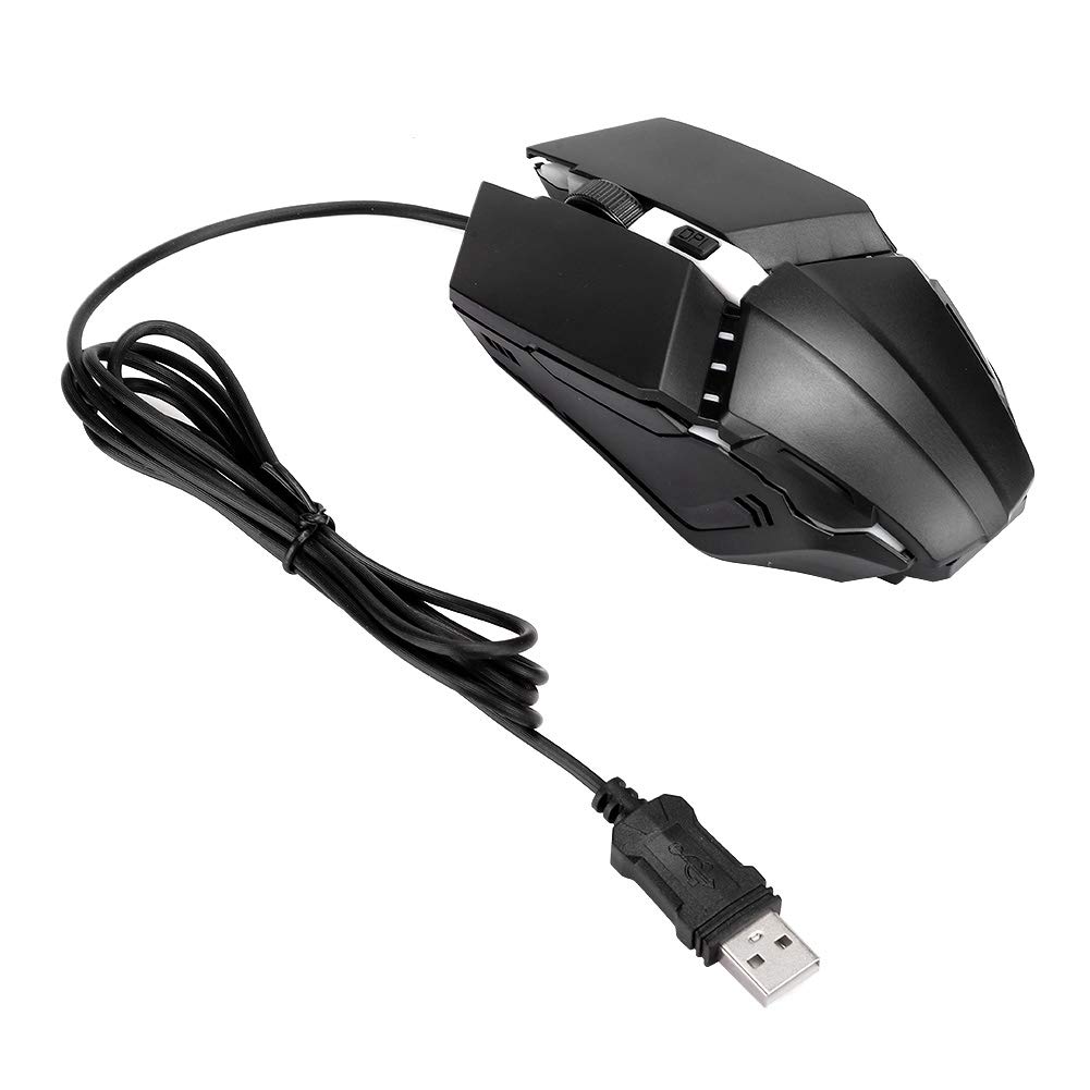 Wired Gaming Mouse with 4 Keys & Luminous Effects - 800/1200/1600 Adjustable DPI Ergonomic PC Mouse in 7 Vibrant Colors for Gamers & Office Work | Perfect for FPS Games, Graphic Design & Long Work Sessions