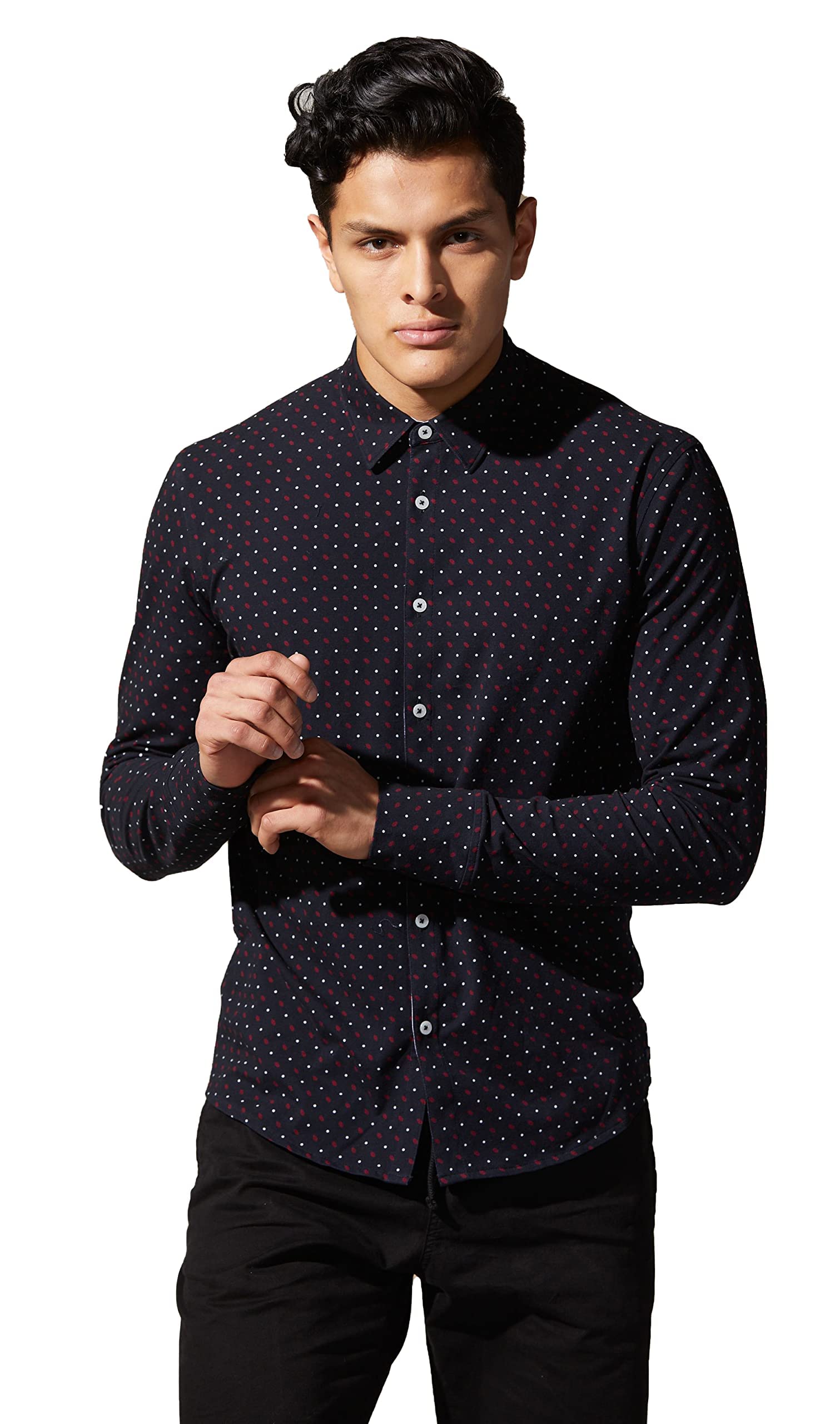 Good Man Brand Men's Casual Woven Button Down Shirt - Slim Fit Long Sleeve Dress Shirt for Office, Business, and Formal Occasions
