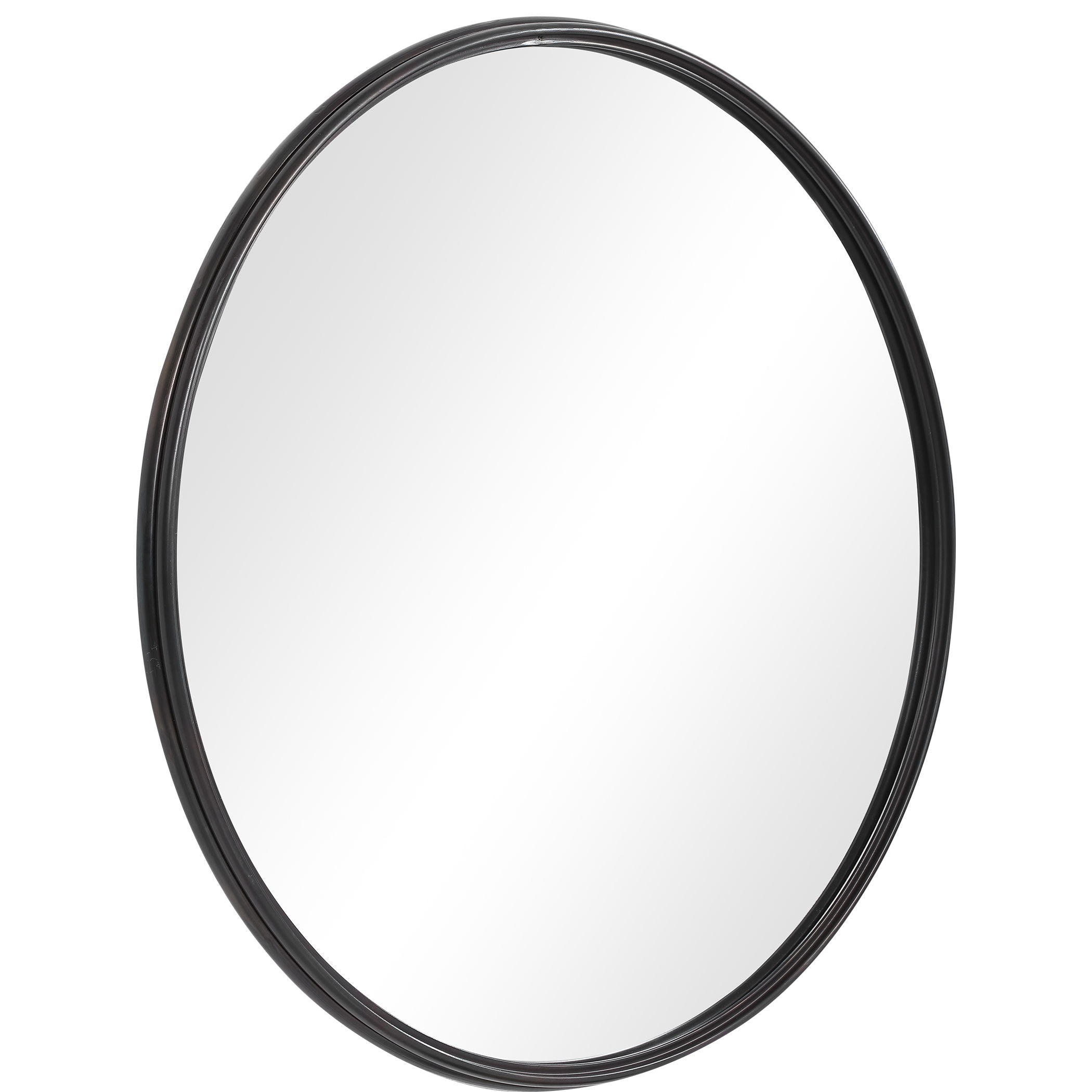 Belham Modern Round Iron Wall Mirror in Black - Perfect for Living Room, Bedroom, or Entryway Décor