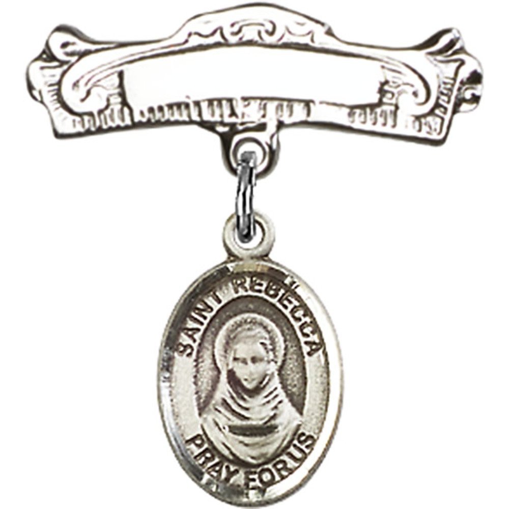 Sterling Silver Baby Badge with St. Rebecca Charm - 7/8