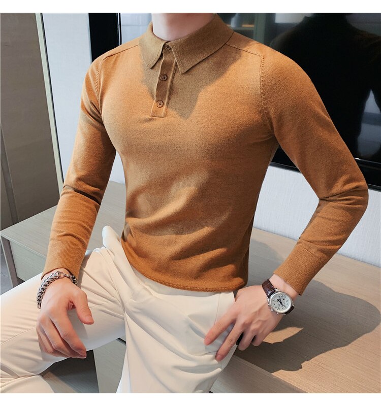 Antonio's Men's Slim Fit Long Sleeve Polo Shirt - Comfortable Casual Wear for Office, Golf & Everyday Outfits