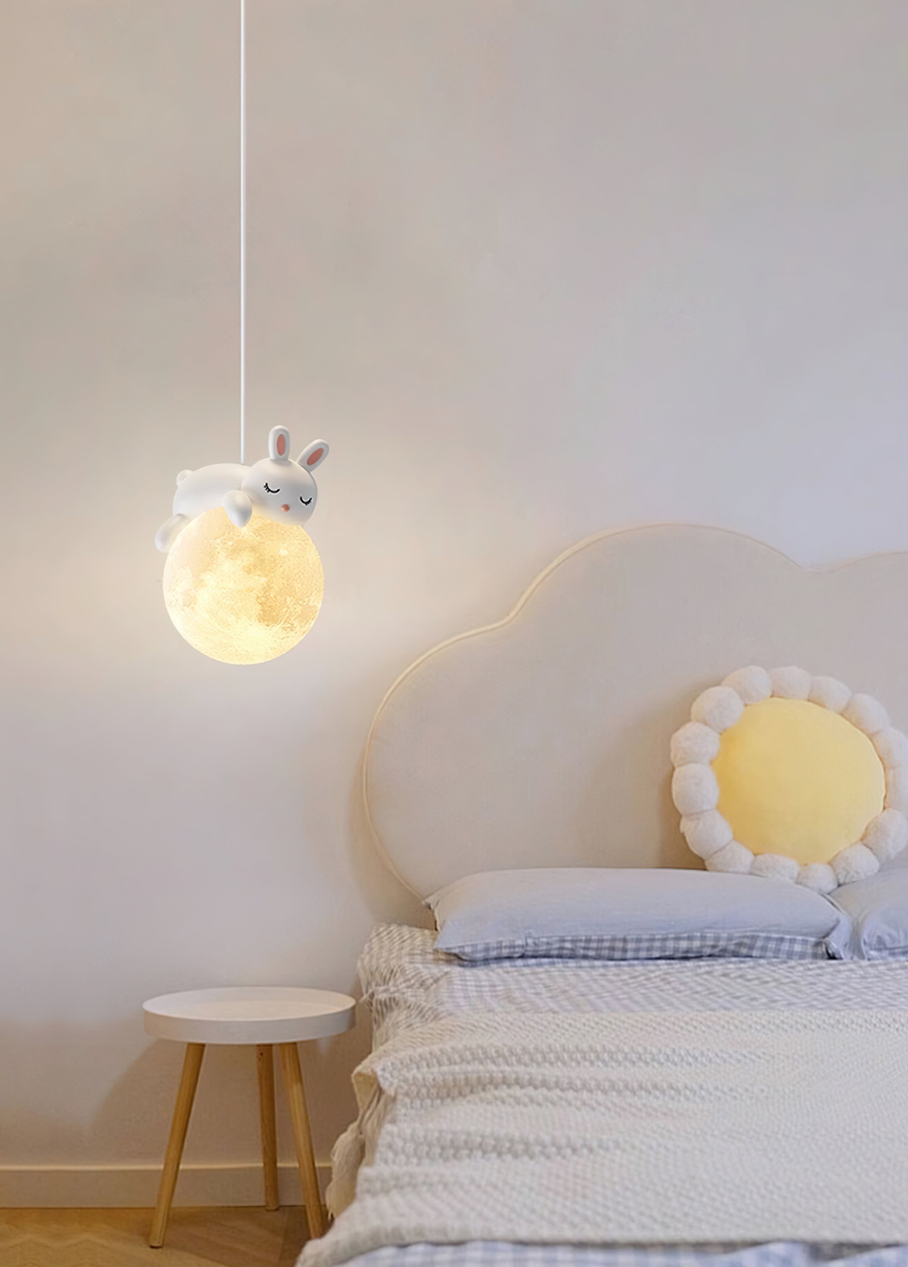 Stylish Cream Animal Pendant Lamp - Modern Nursery Decor, Kids Room Lighting & Boho Home Accent