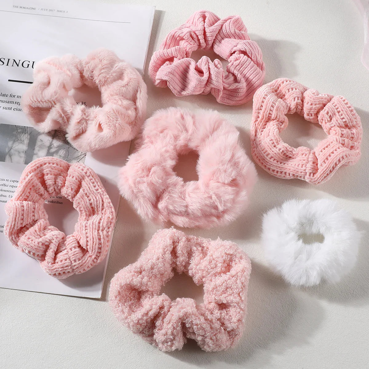 Velvet Hair Scrunchies Set of 7 - Soft Stretch Hair Bands for Women & Girls - Perfect for Workouts, Yoga, and Everyday Styling