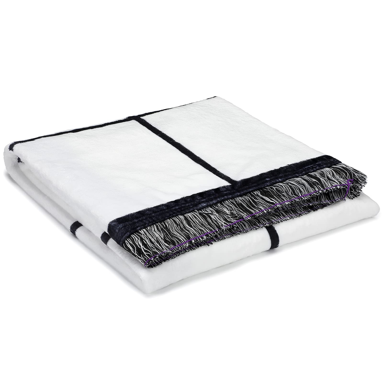 Tatuo Sublimation Blanket - 60 x 40 Inch Personalized Flannel Fleece Throw with 20 Printable Panels & Tassels - Heat Press Ready for Baby, Home, Sofa, Bedroom - Perfect for Gifts, Photo Blankets, and Cozy Winter Nights