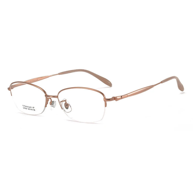 Bclear Women's Semi-Rimless Oval Titanium Eyeglasses Frame 7957 - Lightweight & Durable Glasses for Work, Reading & Fashion