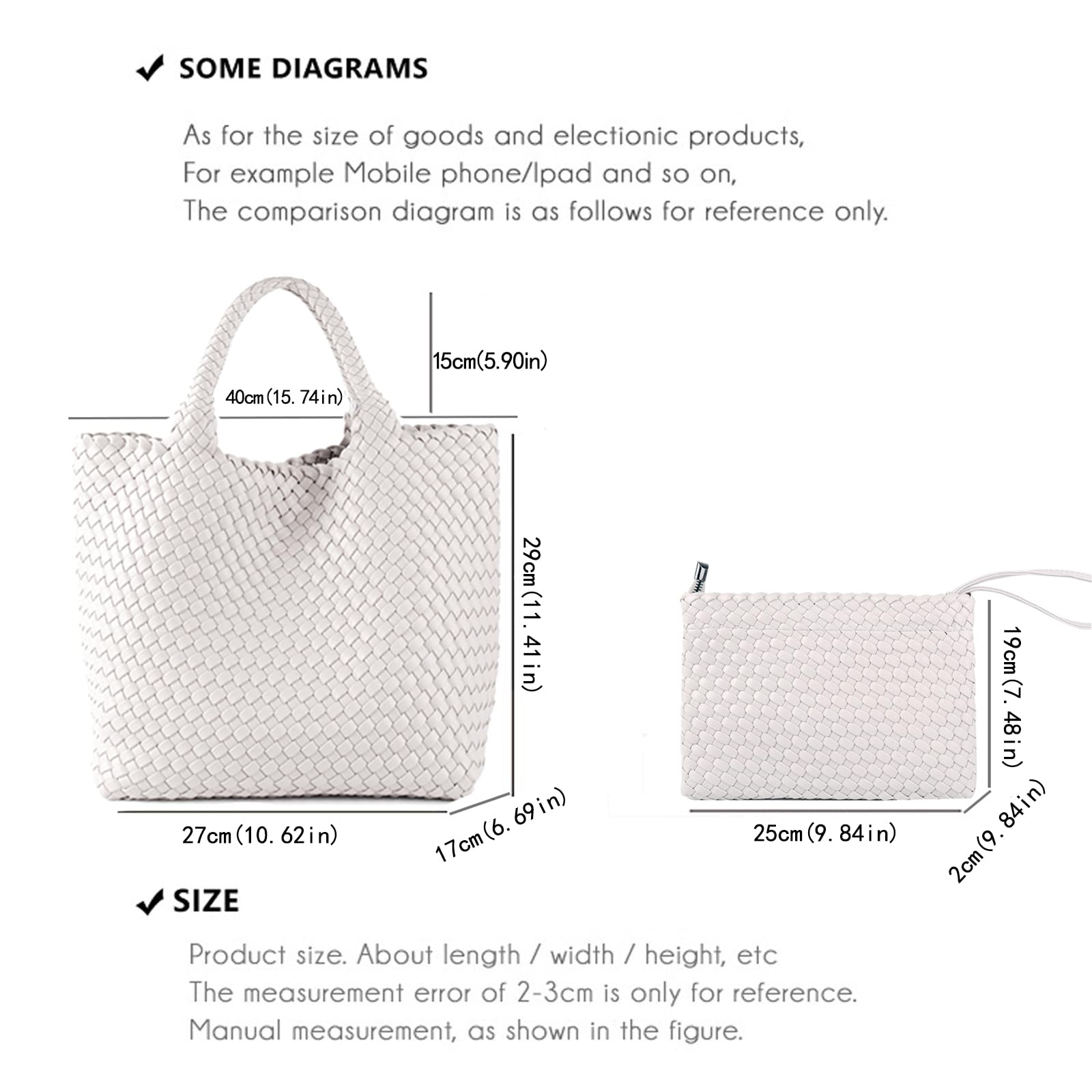 JINMANXUE Women's Fashion Woven Tote Bag - Large Capacity Shopper Bag for Travel, Work & Daily Use | Stylish Shoulder Purse for Women