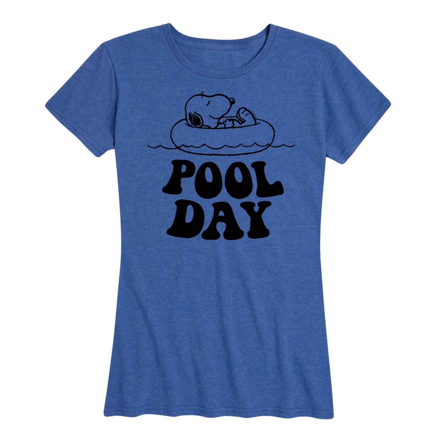 HYBRID APPAREL Peanuts Snoopy's Pool Day Women's Short Sleeve Graphic Tee - Casual Summer Outfit for Beach, Pool, or Relaxing at Home