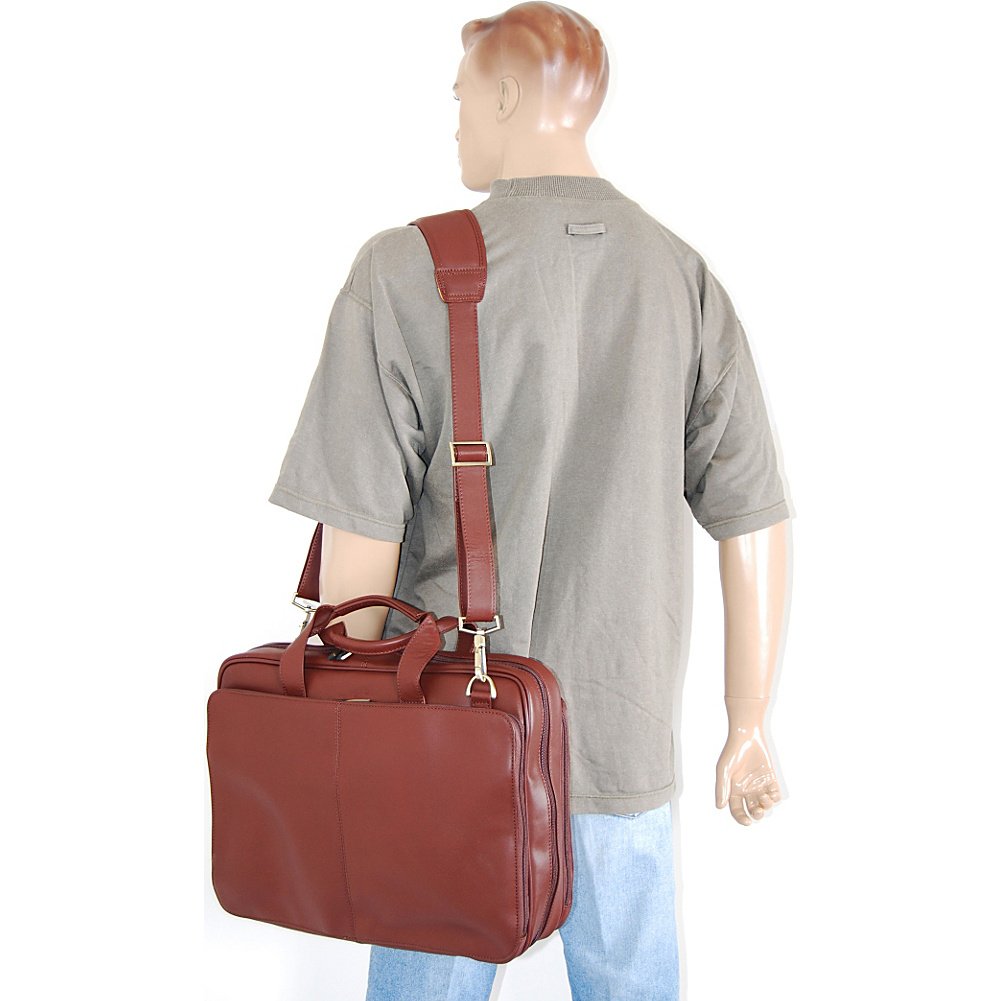 Premium Genuine Leather Laptop Briefcase for Business Professionals - 15.6 Inch Laptop Case with Multiple Pockets (Black) - Perfect for Office, Travel & Executive Meetings