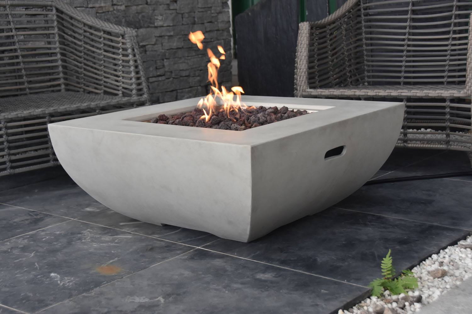 Agung Concrete Lava Stone Fire Pit Table - Outdoor Propane Fire Table for Patio, Backyard, Garden - Perfect for Entertaining and Relaxing
