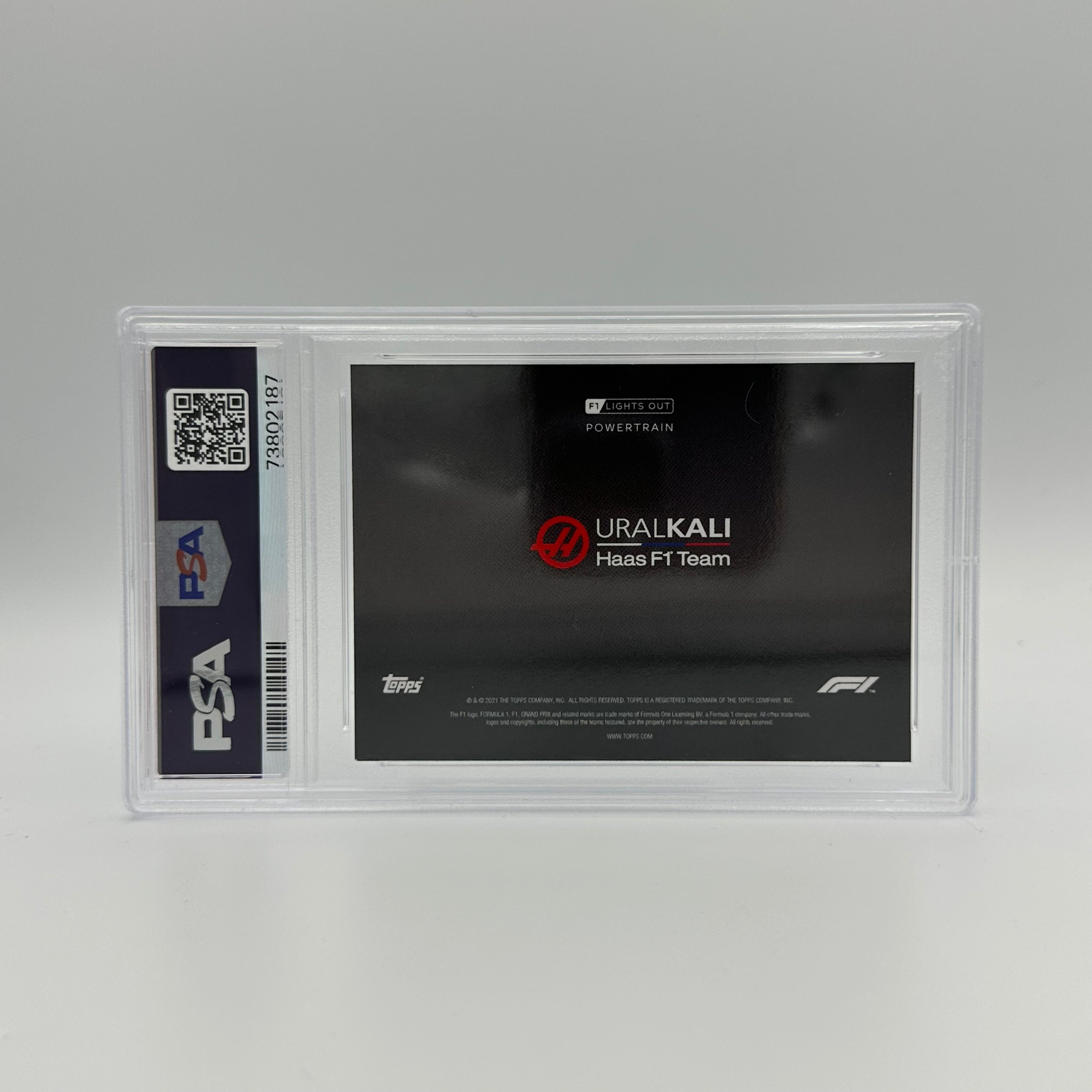 PSA 9 Graded 28/50 Uralkali Haas F1 Team PowerTrain Aqua Racing Card - Collectible Memorabilia for F1 Fans & Sports Enthusiasts
