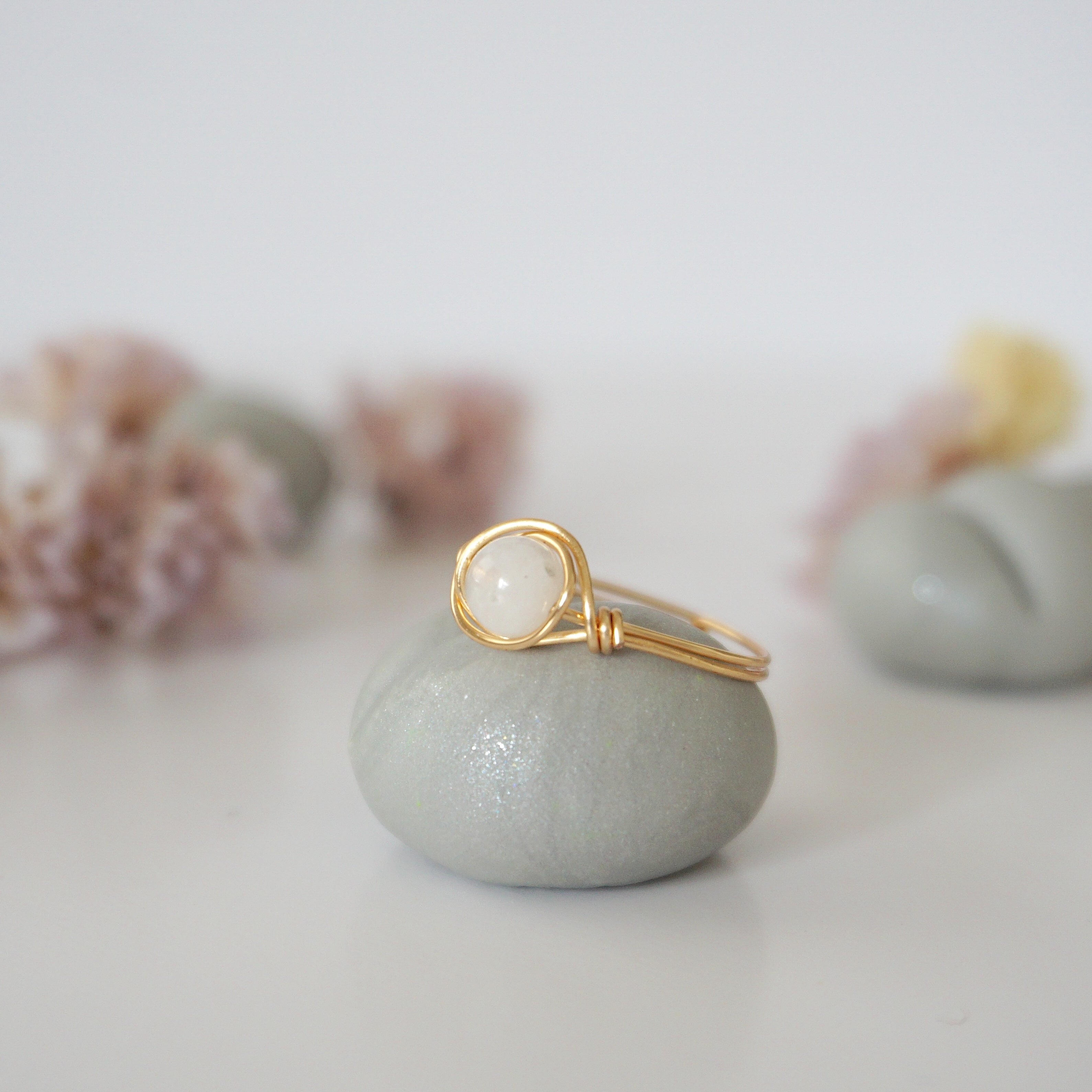 Simple Birthstone Ring with Rainbow Moonstone - Elegant & Dainty Jewelry for Women, Perfect for Gifts, Anniversaries & Everyday Wear
