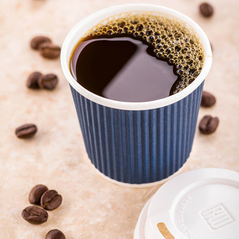 Premium 4 oz Midnight Blue Ripple Wall Paper Coffee Cups - 25 Count Box (2.5
