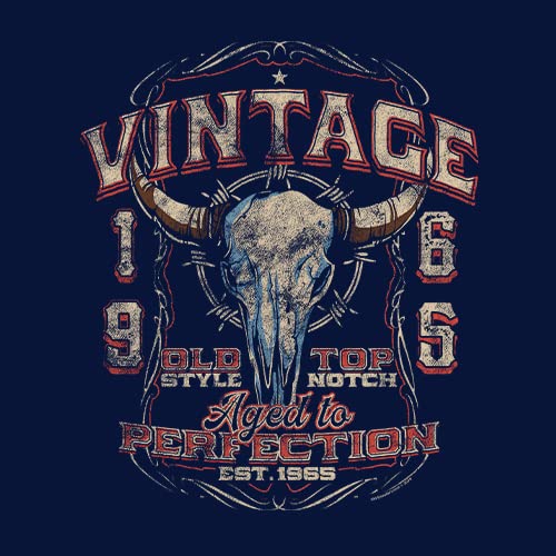 Vintage Bull Skull 1965 60th Birthday Gift for Men - Aged to Perfection T-Shirt - Perfect for 60th Birthday Parties & Retro Themed Events