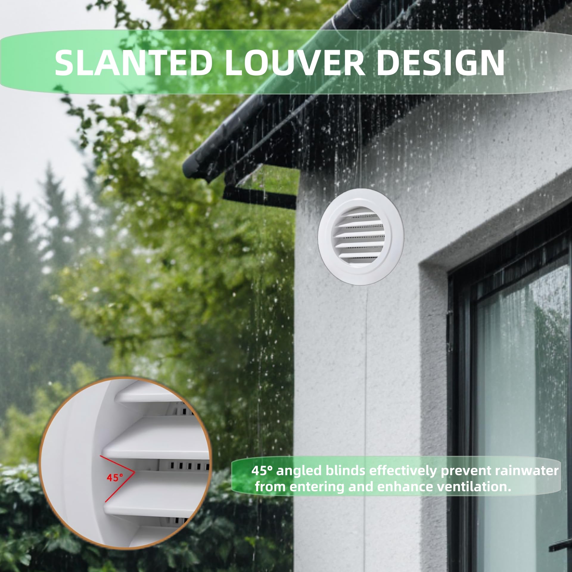 4 Inch Adjustable Round Soffit Vents with Fly Screen - 2 Pack ABS Ceiling Diffuser for Bathroom, Living Room & Office Ventilation - Perfect for Home Exhaust & Air Circulation Systems