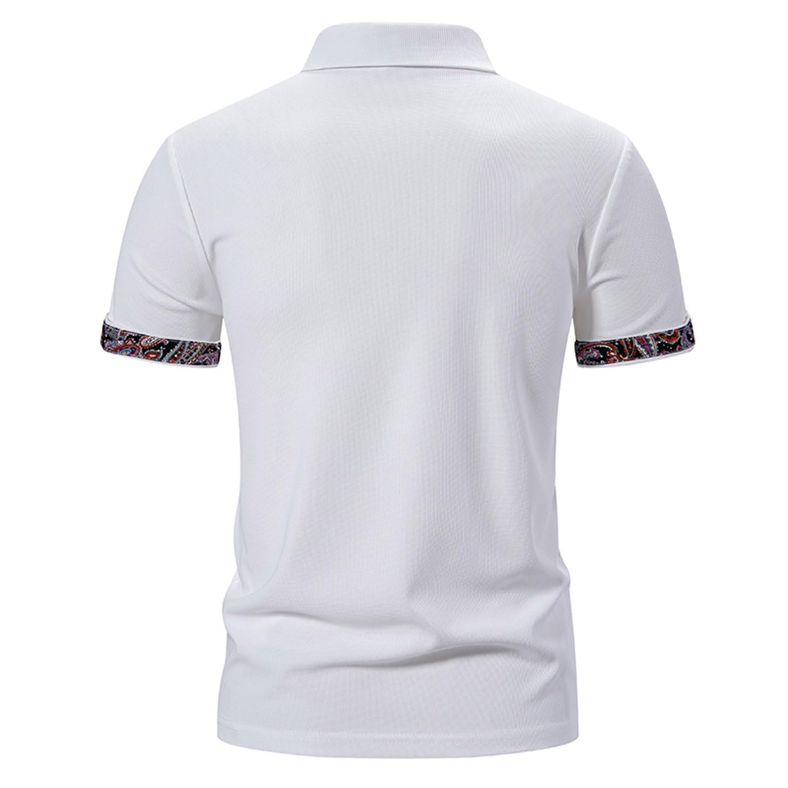 Men's Short Sleeve Polo Shirts - Paisley Print Golf Shirts for Summer | Business Casual Button-Down Tops for Work & Outdoor Activities