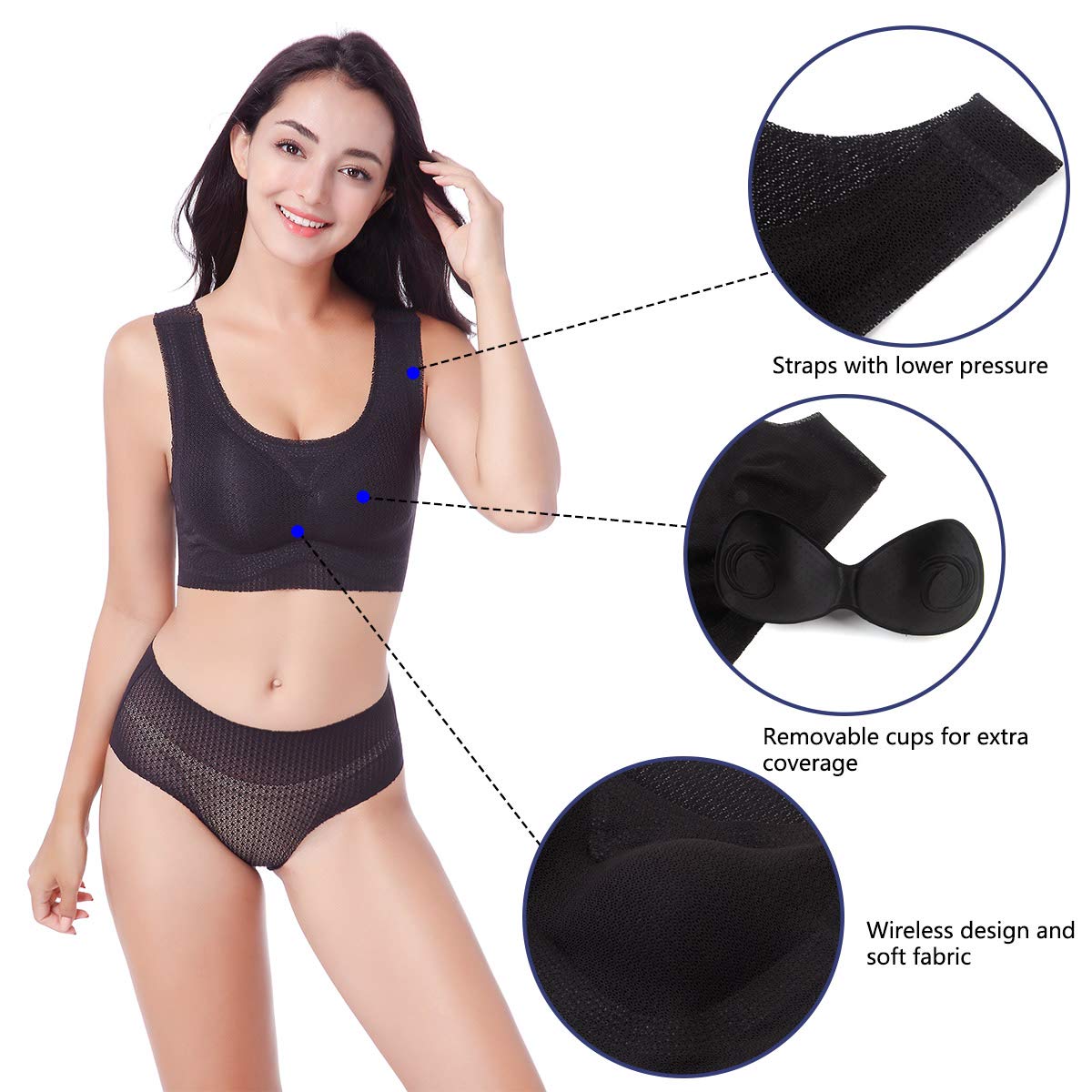 FEOYA Women's Sleep Bra Plus Size - Wireless Stretch Bralette for Comfort & Support - Ideal for Sleeping, Yoga, and Lounge Wear