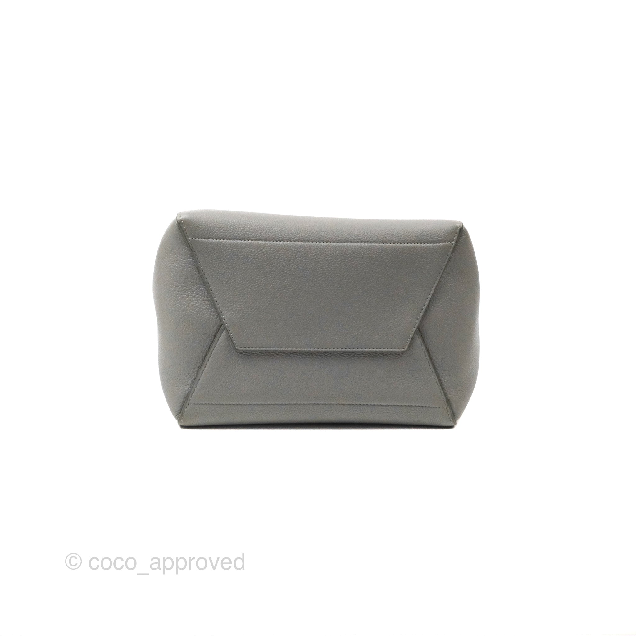 Celine Sangle Bucket Bag in Grey Grained Calfskin Leather - Luxury Crossbody Shoulder Bag for Women, Perfect for Work, Travel & Everyday Use