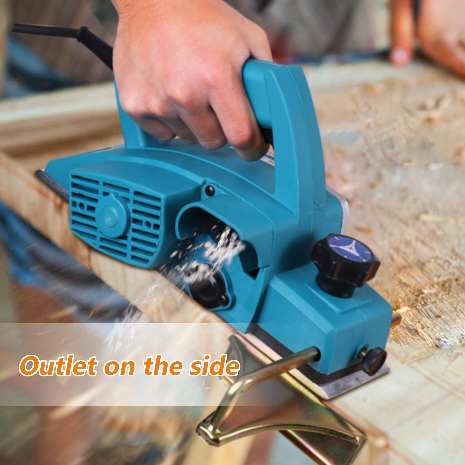 Electric Hand Planer for Wood - Professional Woodworking Tool with Aluminum Base & Self-Locking Switch | Perfect for DIY Projects, Furniture Making & Home Renovation