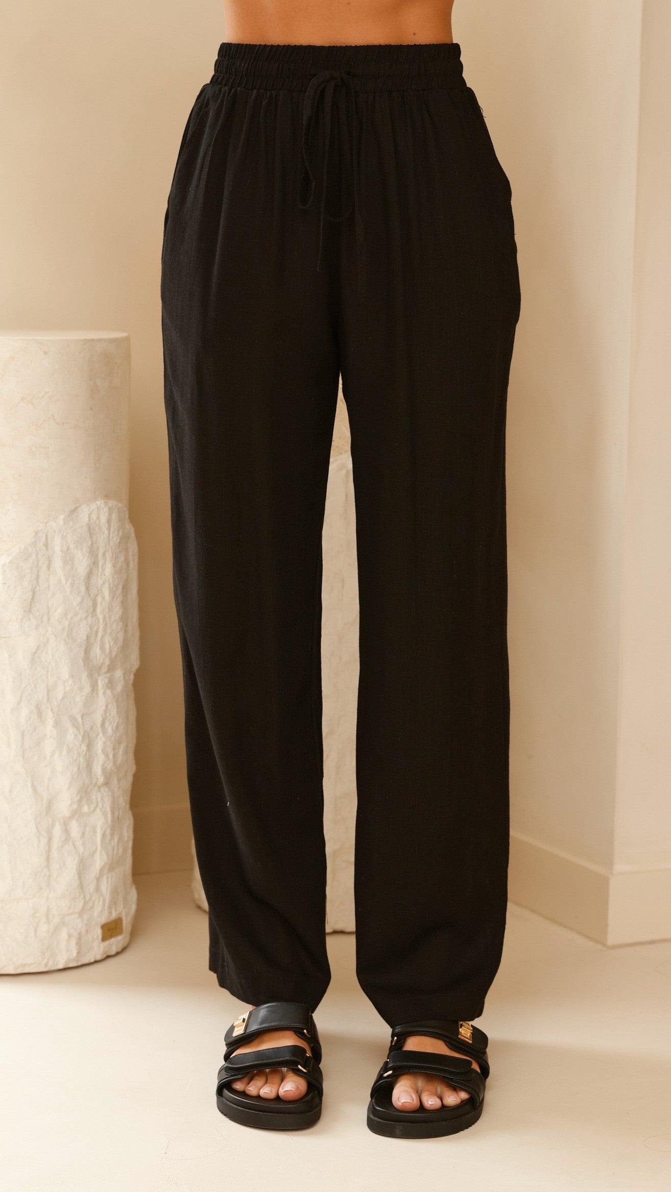 Adelais Women's Black Stretch High-Waisted Pants - Comfortable & Stylish for Work, Travel & Everyday Wear