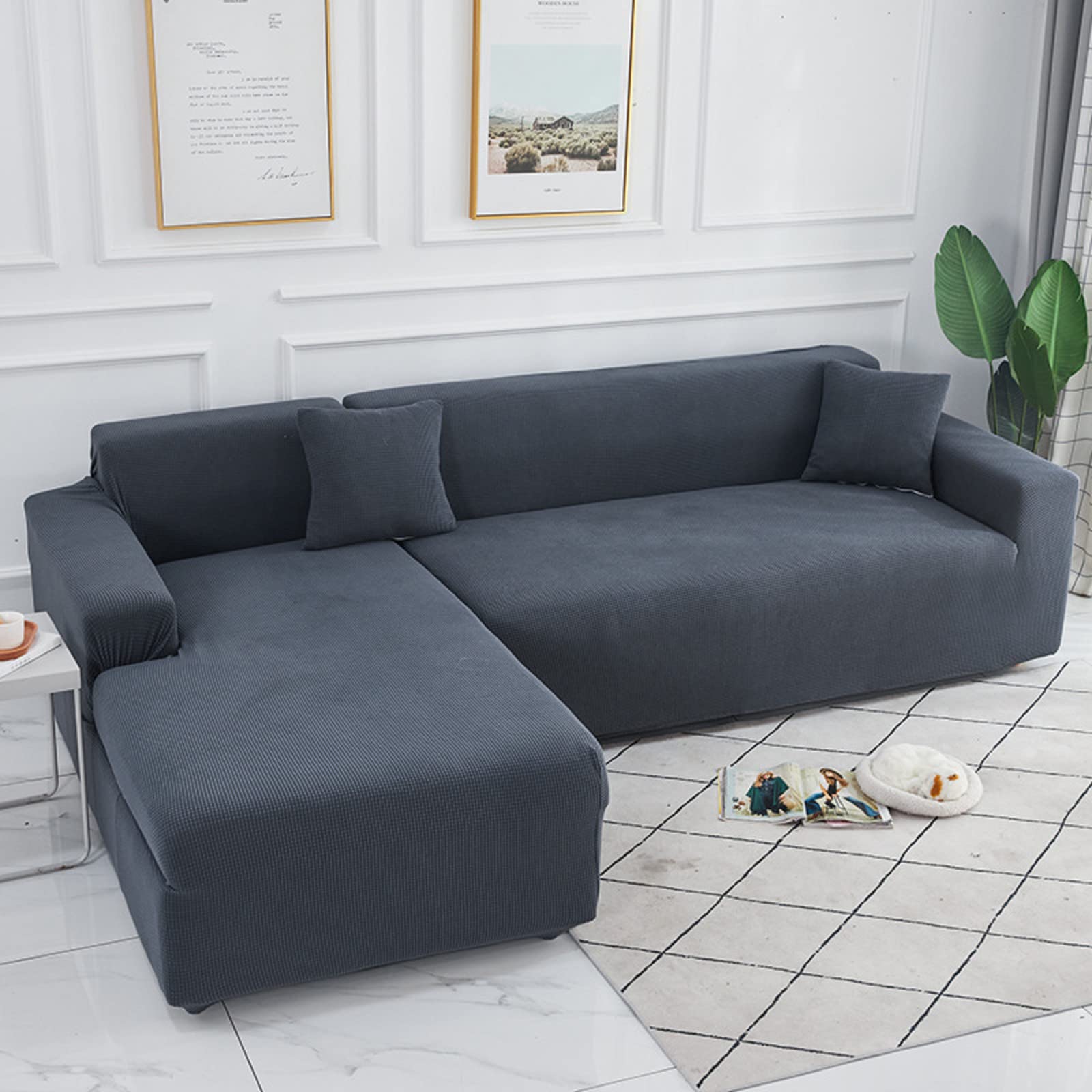 Solid Color Waterproof Non-Slip Sofa Cover Protector - Stretchable Couch Slipcover for Sectional, Loveseat & 2-Seater (Multiple Sizes) - Perfect for Living Room, Apartment & Pet-Friendly Homes