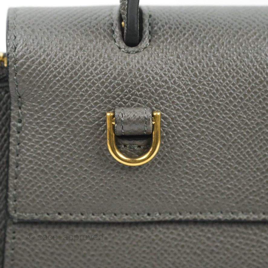 Celine Nano Belt Bag in Grey Grained Calfskin with Gold Hardware - Luxury Crossbody Bag for Women, Perfect for Work, Travel & Everyday Use