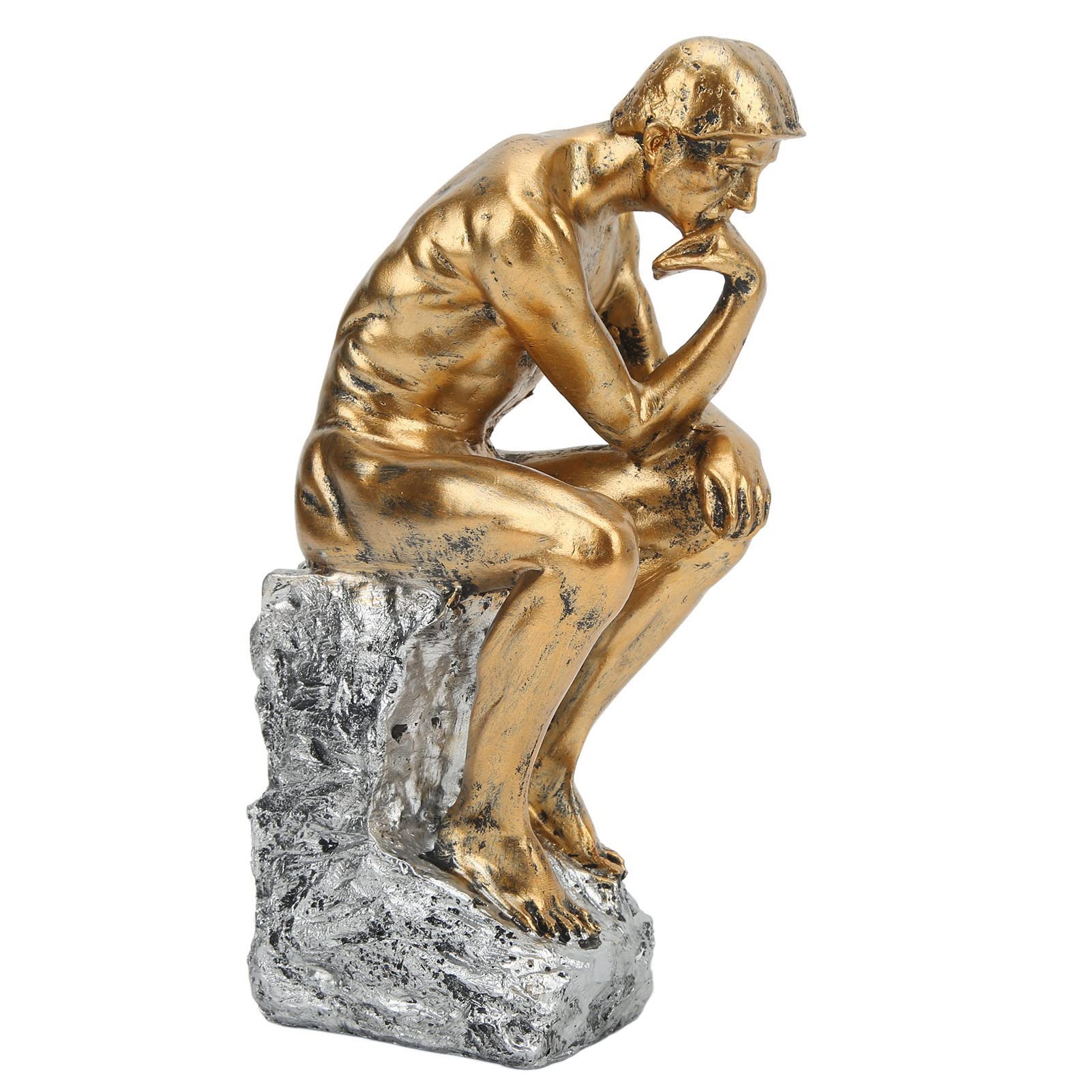 Hztyyier 9.84 Inch Resin Thinking Man Statue - Modern Home Office Decor, Study Room & Dorm Decoration | Perfect for Bookshelf Display, Meditation Space & Intellectual Gift