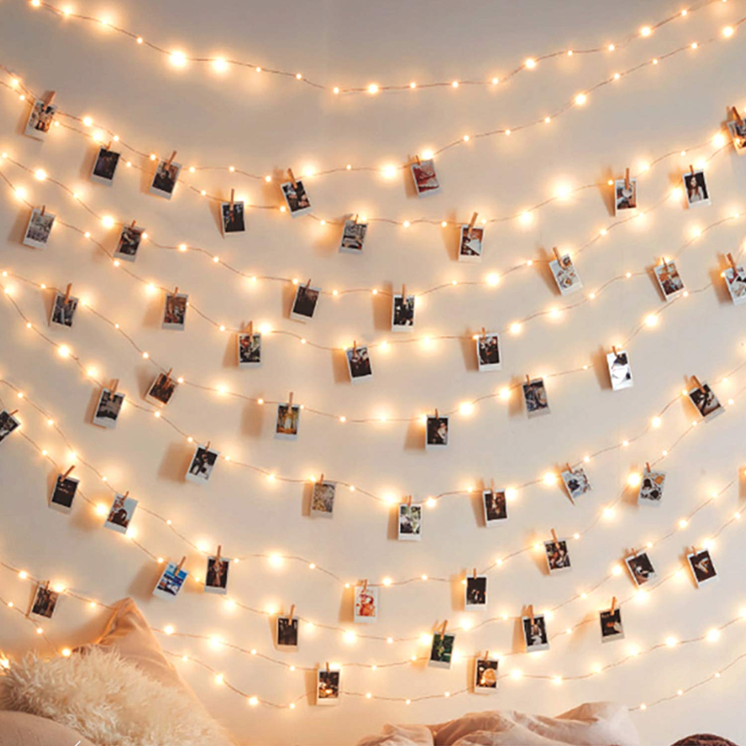 50 LED Fairy String Lights with 50 Clear Photo Clips - 17Ft Decorative Lights for Hanging Pictures, Wall Decor | Perfect for Christmas, Birthday Party, Wedding, Dorm & Bedroom Decorations
