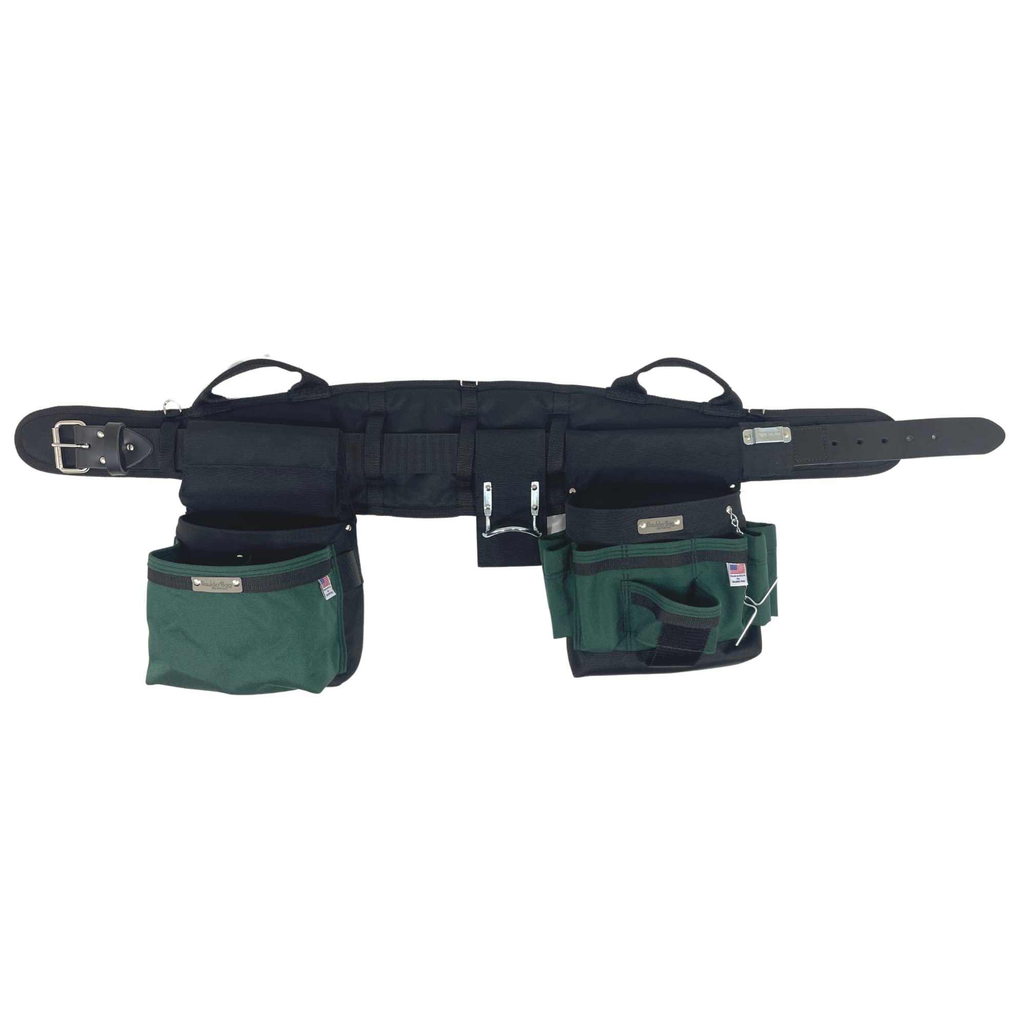 BOULDER BAG Ultimate Electrician's MAX Combo Tool Belt with Comfort Back Support - Heavy Duty Leather Belt Buckle - Large 33-36 Inch Waist (Green) - Made in USA - Perfect for Electricians, Construction Workers & DIY Home Improvement Projects