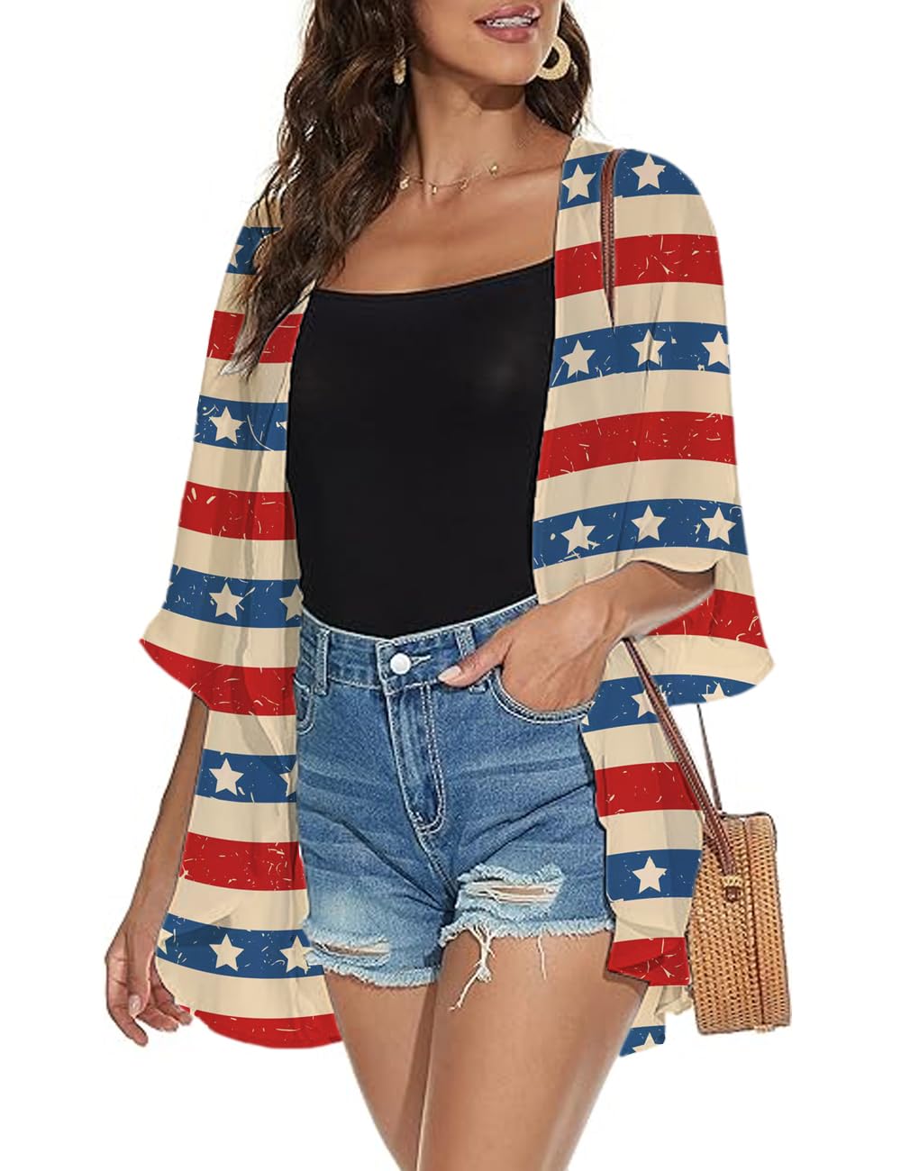 Lightweight Women's Beach Kimono Cardigan - Summer Holiday Cover Up, Casual Boho Tops for Beach, Pool, Vacation & Outdoor Wear