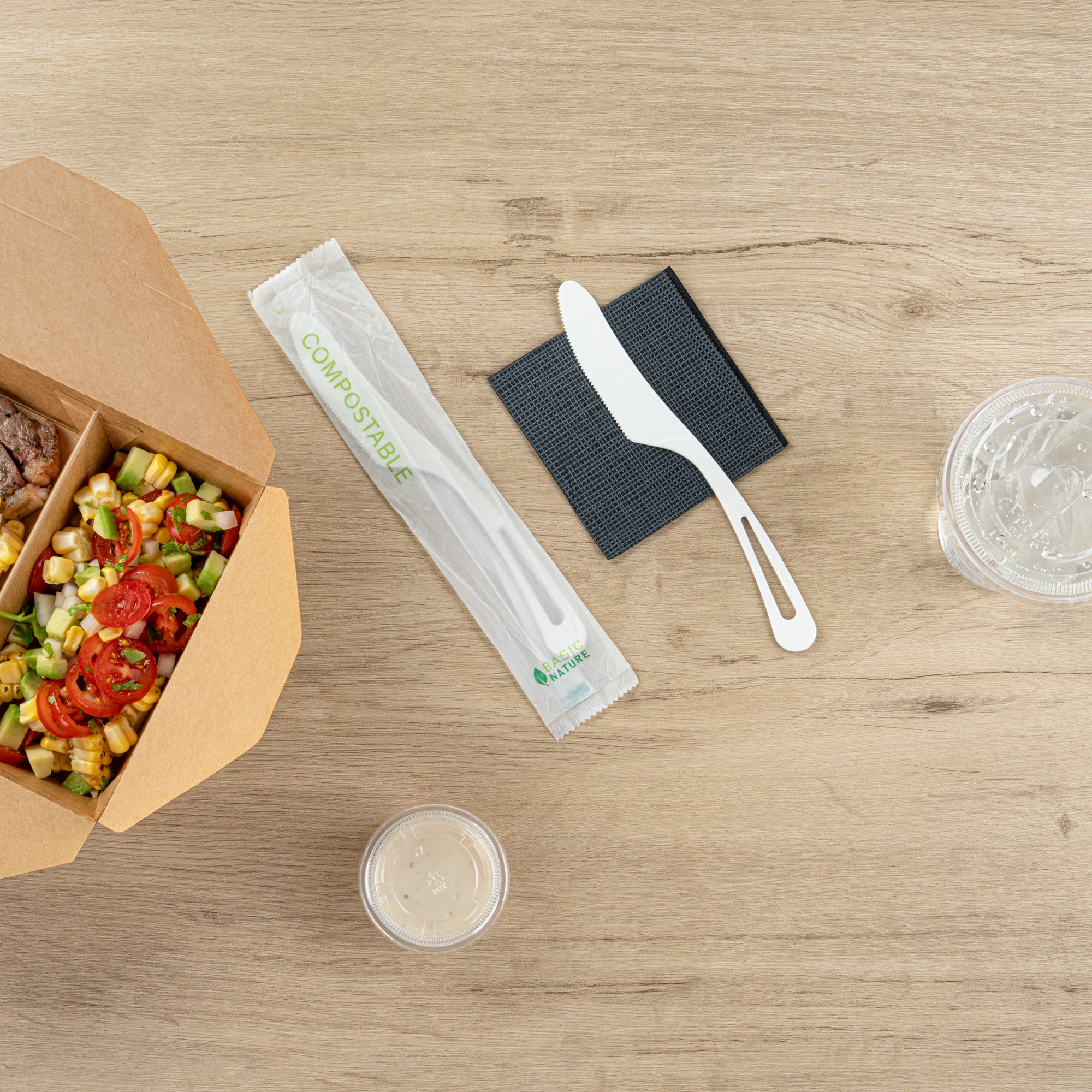 Eco-Friendly Compostable CPLA Plastic Knives - 250 Count Box, Heat Resistant & Biodegradable Cutlery for Parties, Picnics, and Outdoor Events