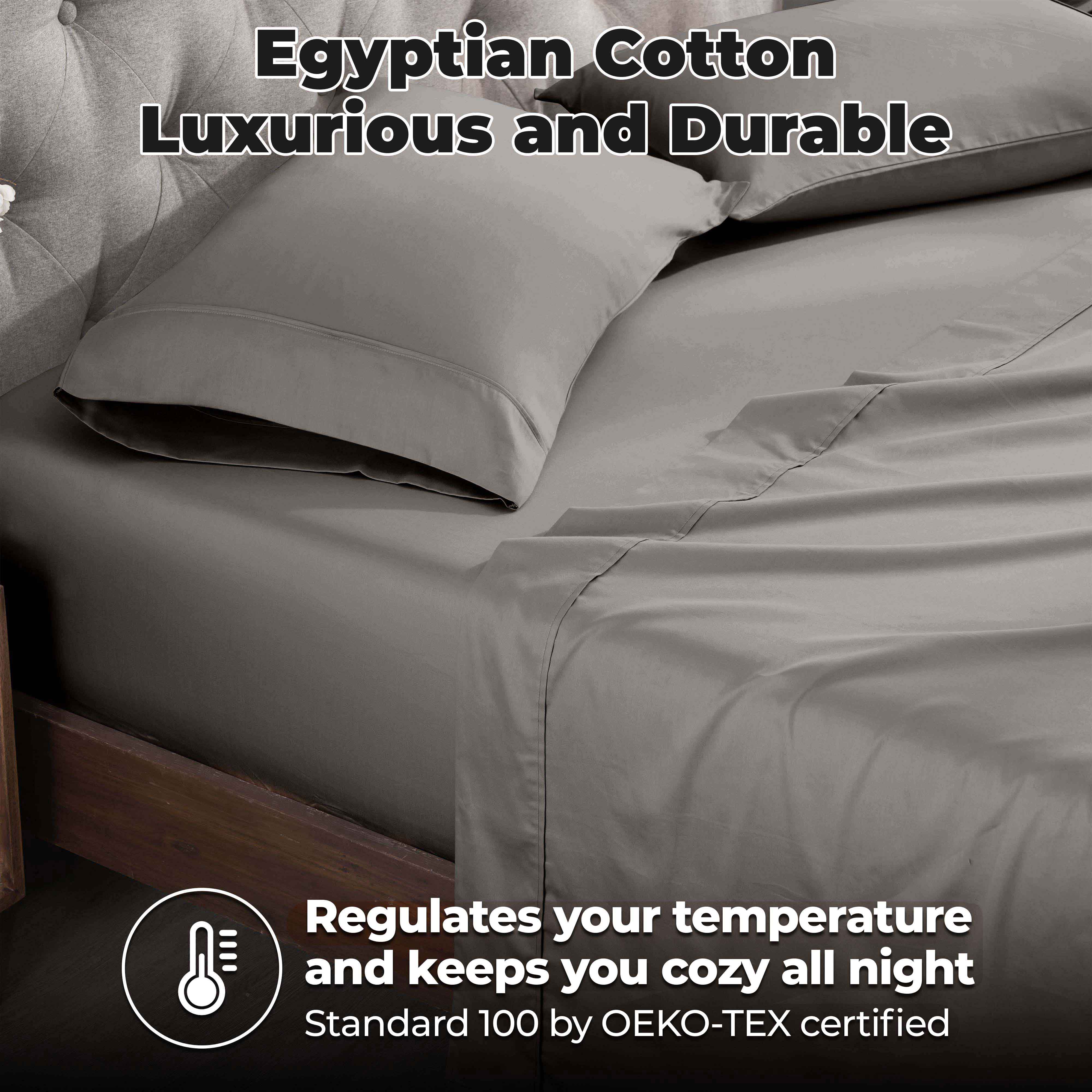 Premium 400 Thread Count Egyptian Cotton Bed Sheet Set - Soft, Breathable & Durable for Ultimate Comfort - Perfect for Luxury Bedrooms & Hotels