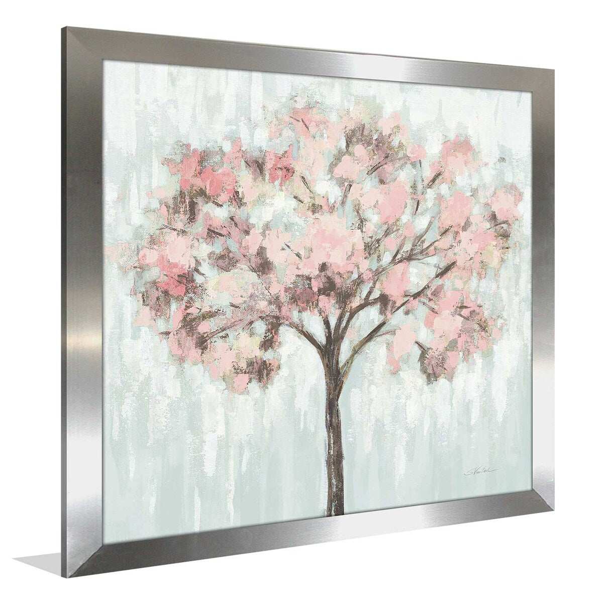 Silvia Vassileva Blooming Tree Blush Crop Print on Acrylic - Modern Home & Office Wall Art Decor for Living Room, Bedroom, or Gift