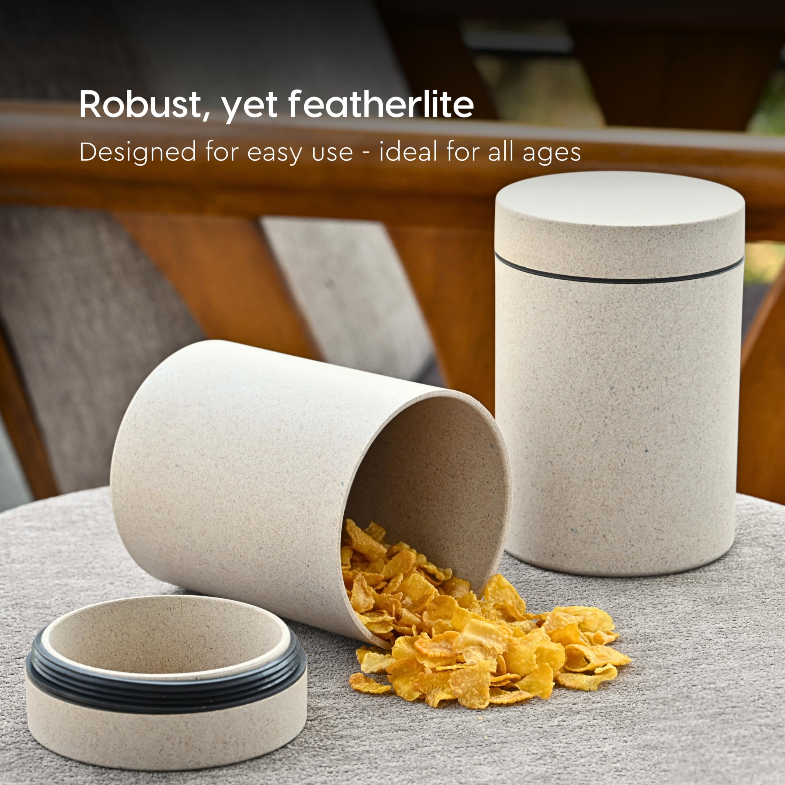 Eco-Friendly Food Storage Containers Set of 3 | 700ml Airtight Canisters with Lids | Microwave Safe | Made from Rice Husk & Bamboo Fibers | BPA-Free | Ideal for Pantry, Kitchen, Coffee, Tea, Sugar & Flour Storage
