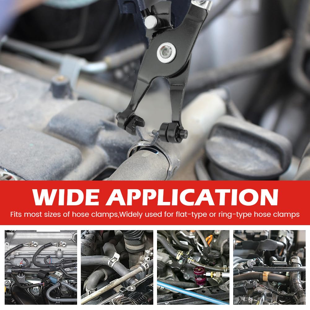Heavy Duty Hose Clamp Pliers - Professional Swivel Flat Band Clamp Tool for Easy Removal & Installation of Ring/Flat-Band Hose Clamps - Perfect for Automotive Radiator, Coolant, Heater & Water Hose Repairs - Ideal for Mechanics & DIY Car Maintenance