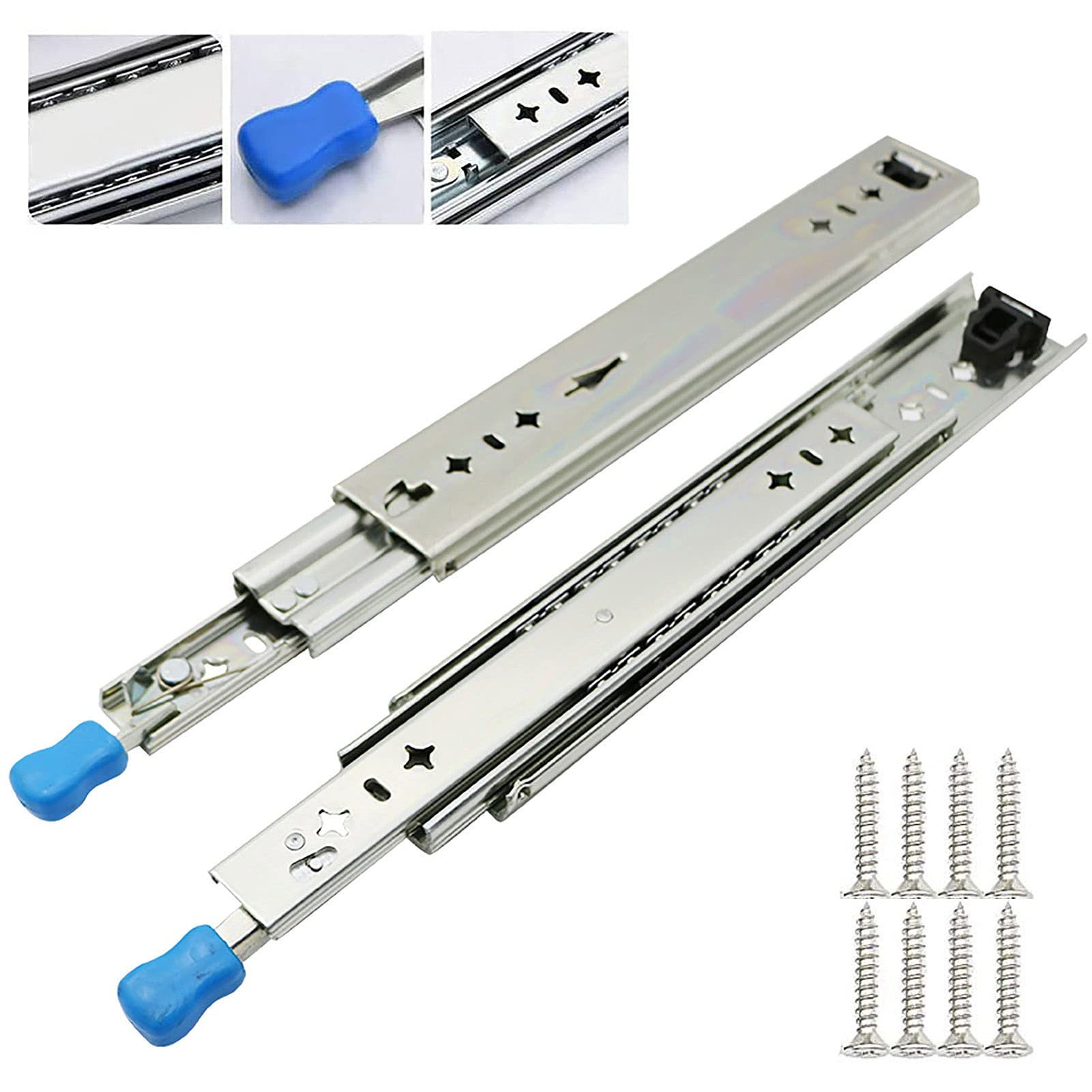 Heavy Duty Drawer Slides with Lock - Full Extension Ball Bearing Drawer Rails - 260lb Load Capacity - Side Mount Runners (38 Inch/95cm) - Perfect for Kitchen Cabinets, Tool Chests & Office Furniture Storage Solutions