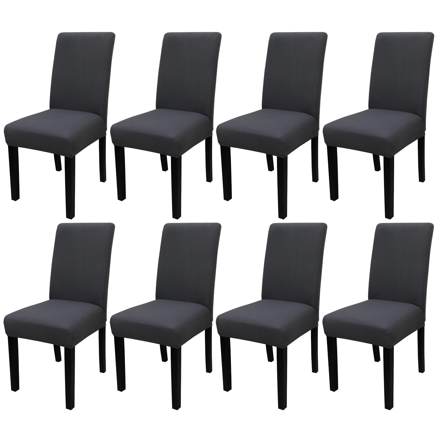JQinHome Stretch Dining Chair Covers Set of 8 - Washable Slipcovers for Chairs, Seat Protectors for Home, Party, Hotel & Wedding (Grey) | Perfect for Formal Dinners, Holiday Gatherings & Event Decor