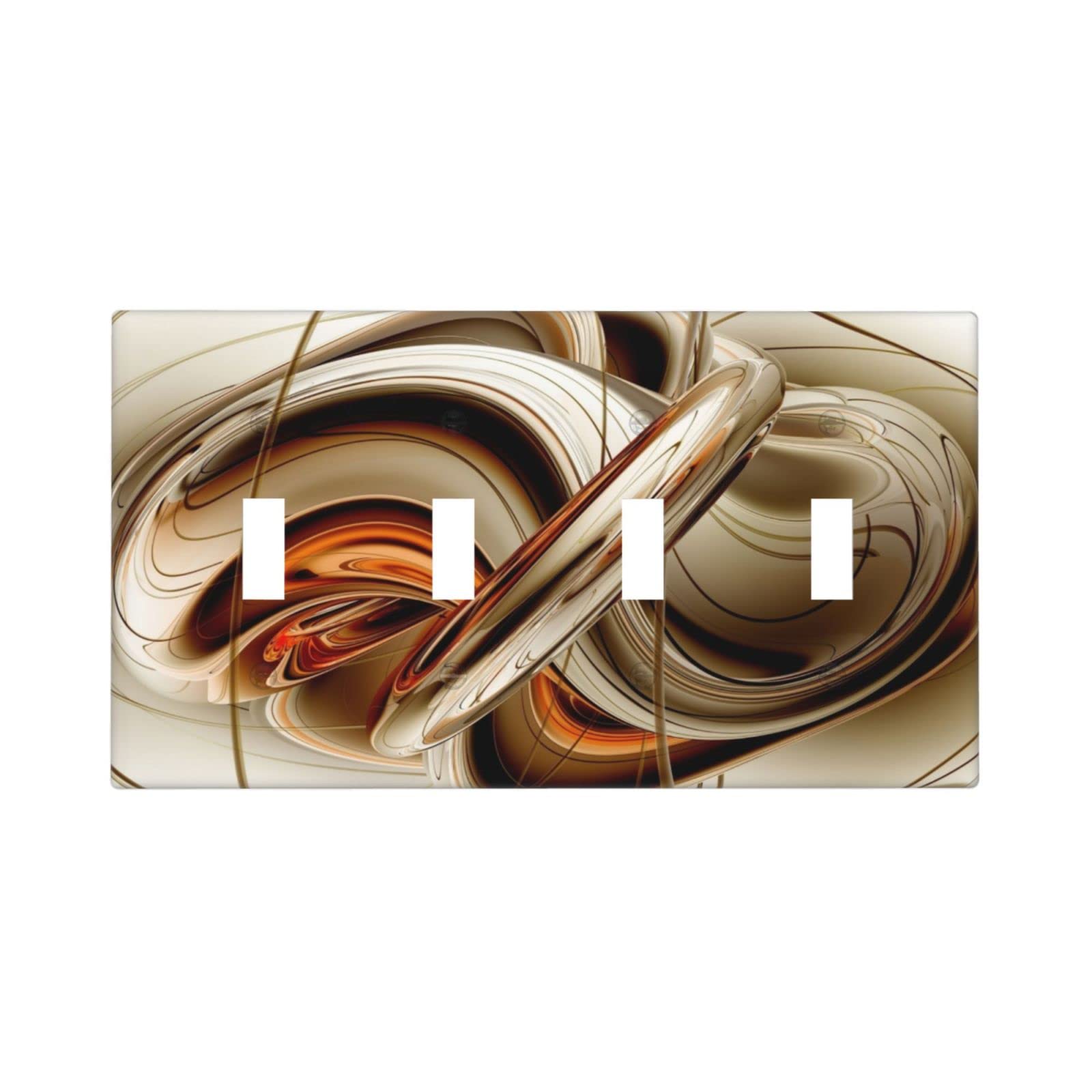 Abstract Orange Light Switch Cover - Decorative 4 Gang Toggle Wall Plate (4.5