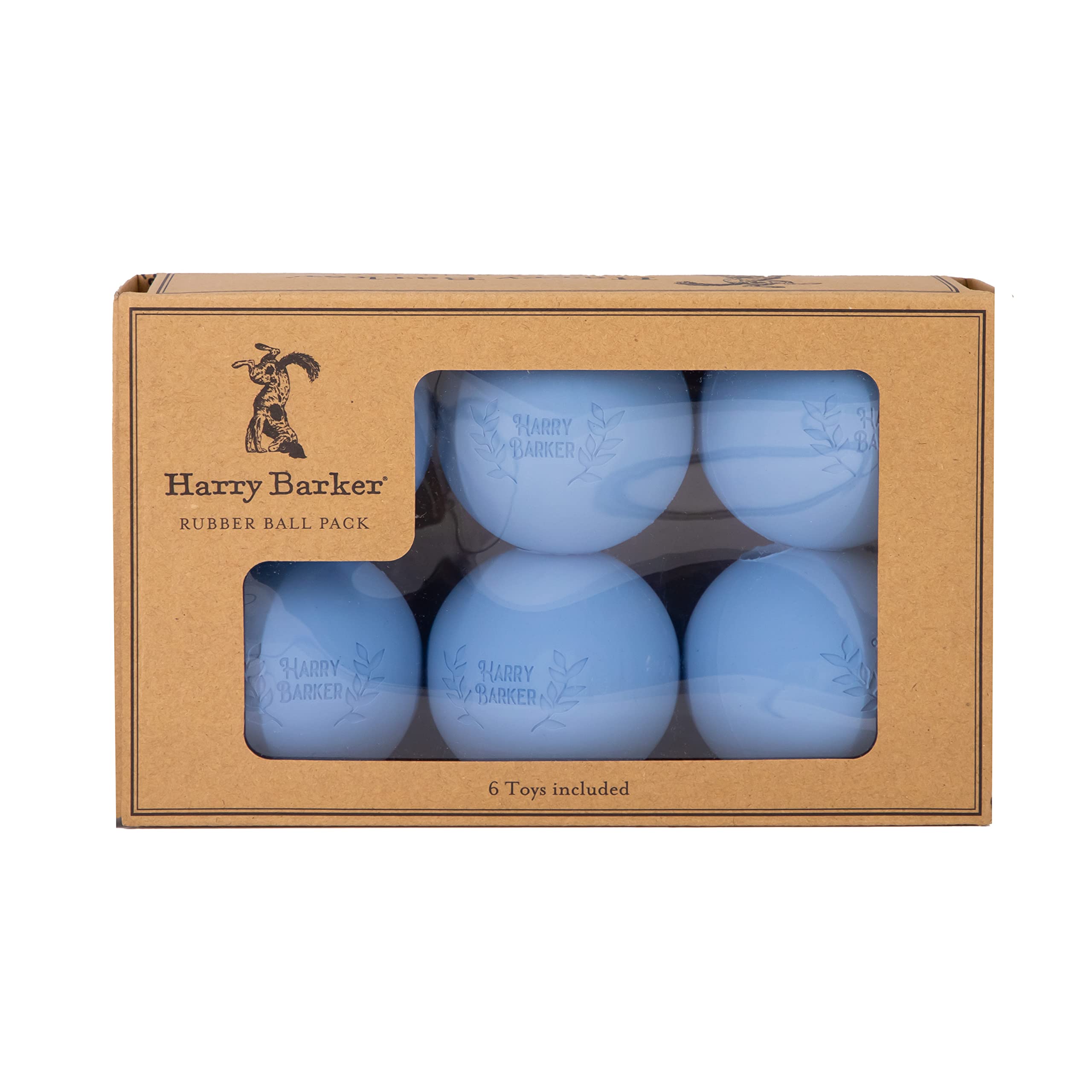 Harry Barker Durable Rubber Balls and Chew Toys for Dogs - 6 Pack of 2.5