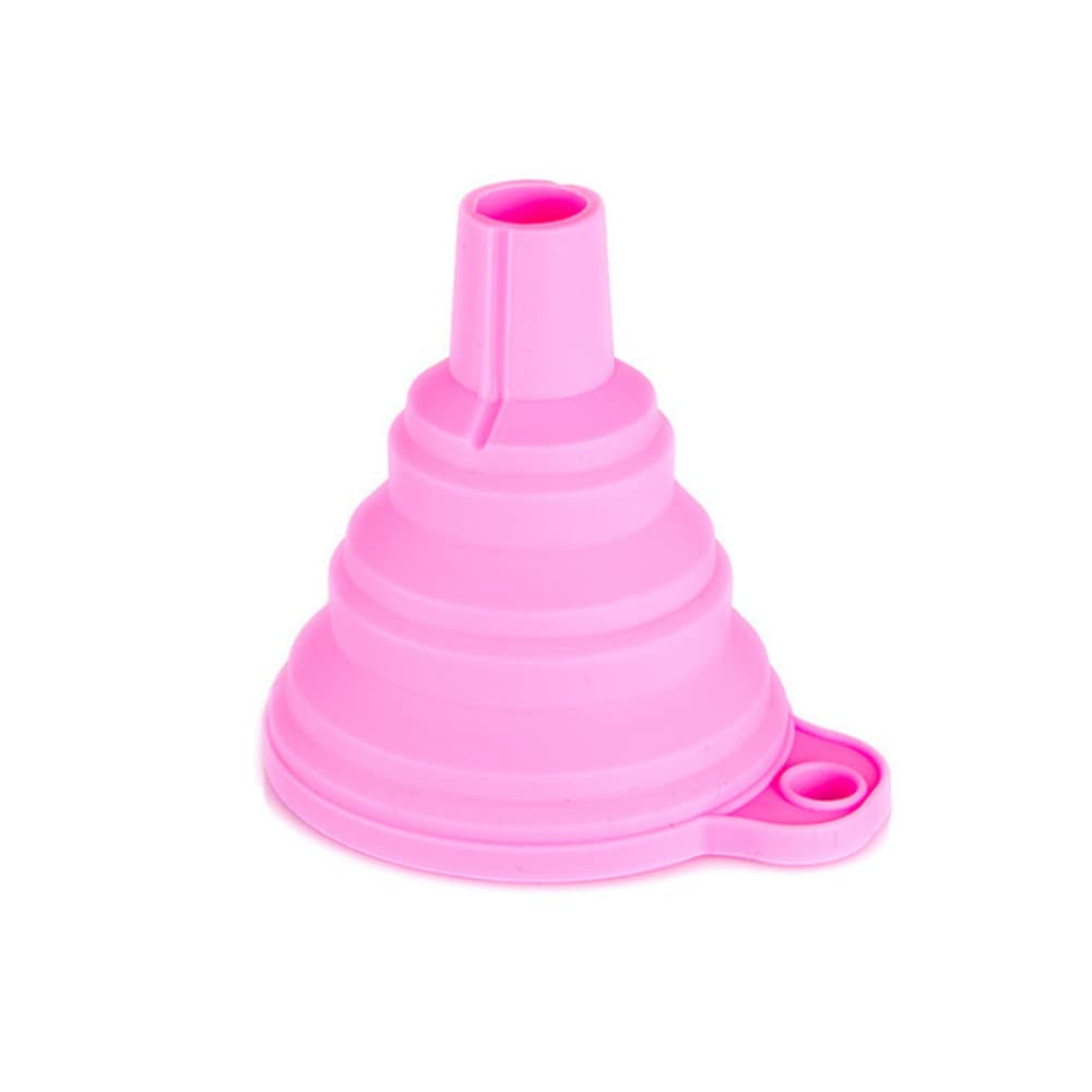 Foldable Mini Silica Gel Funnel for Oil, Wine & Liquids - Portable Kitchen & Car Accessory in Pink - Perfect for Cooking, Baking & Auto Maintenance