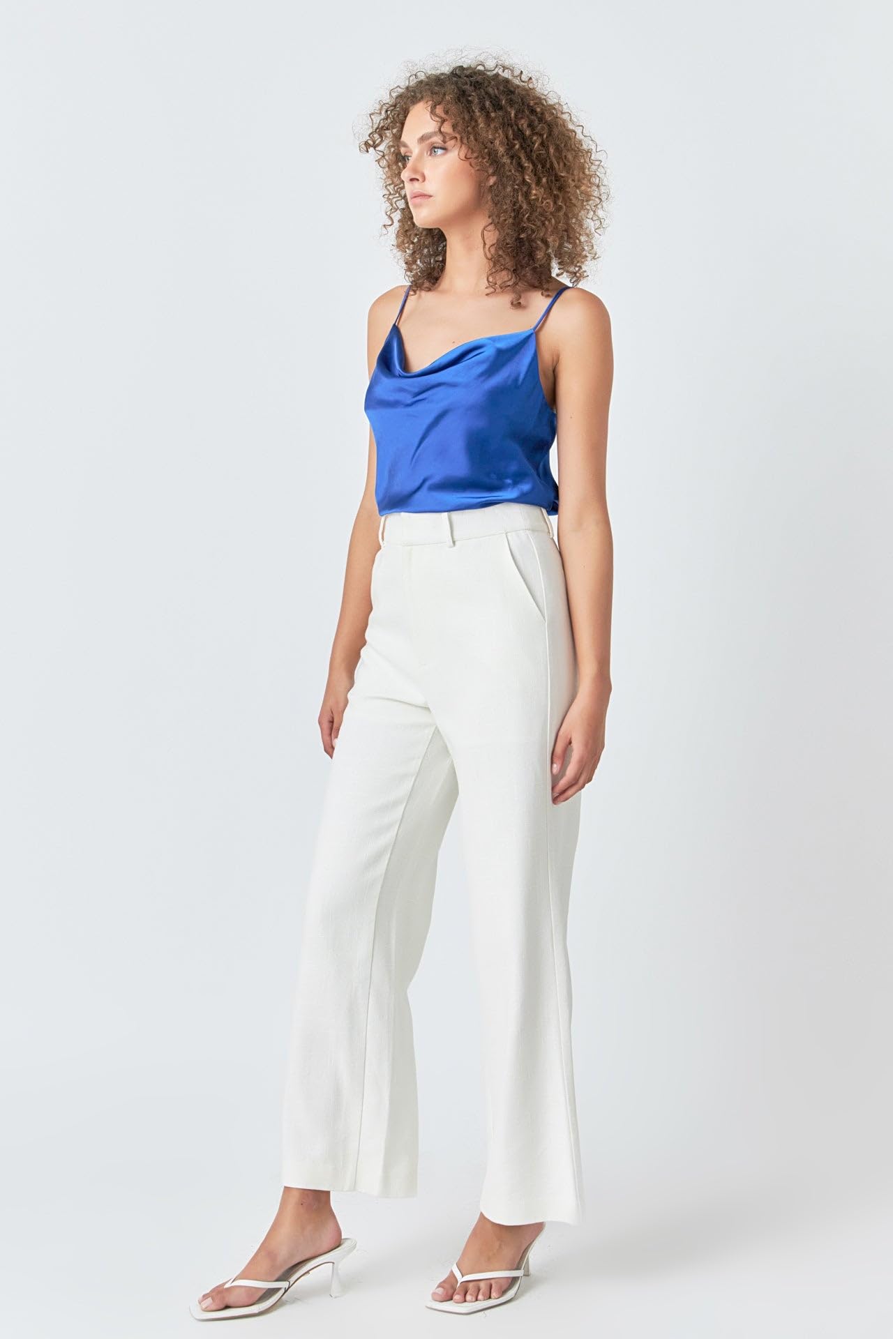 Endless Rose Women's Satin Cowl Neck Blouse - Soft Blue XS - Elegant Casual & Evening Wear for Women