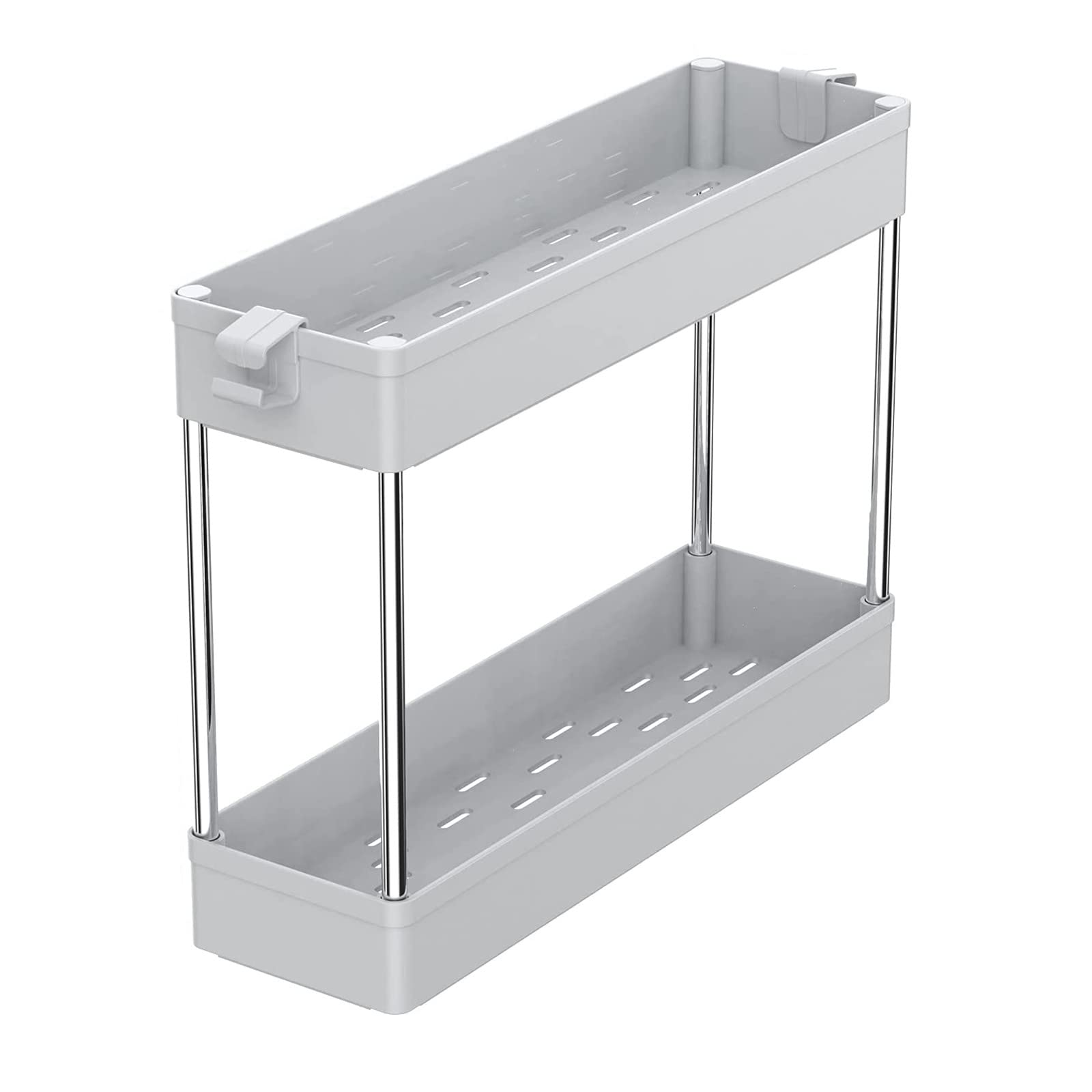Pomobie Cosmetics & Seasoning Snacks Storage Shelf - Grey Desktop Organizer for Bathroom, Bedroom, Kitchen & Office Cubicle - Space Saving Multi-Purpose Storage Solution for Makeup, Spices & Small Items
