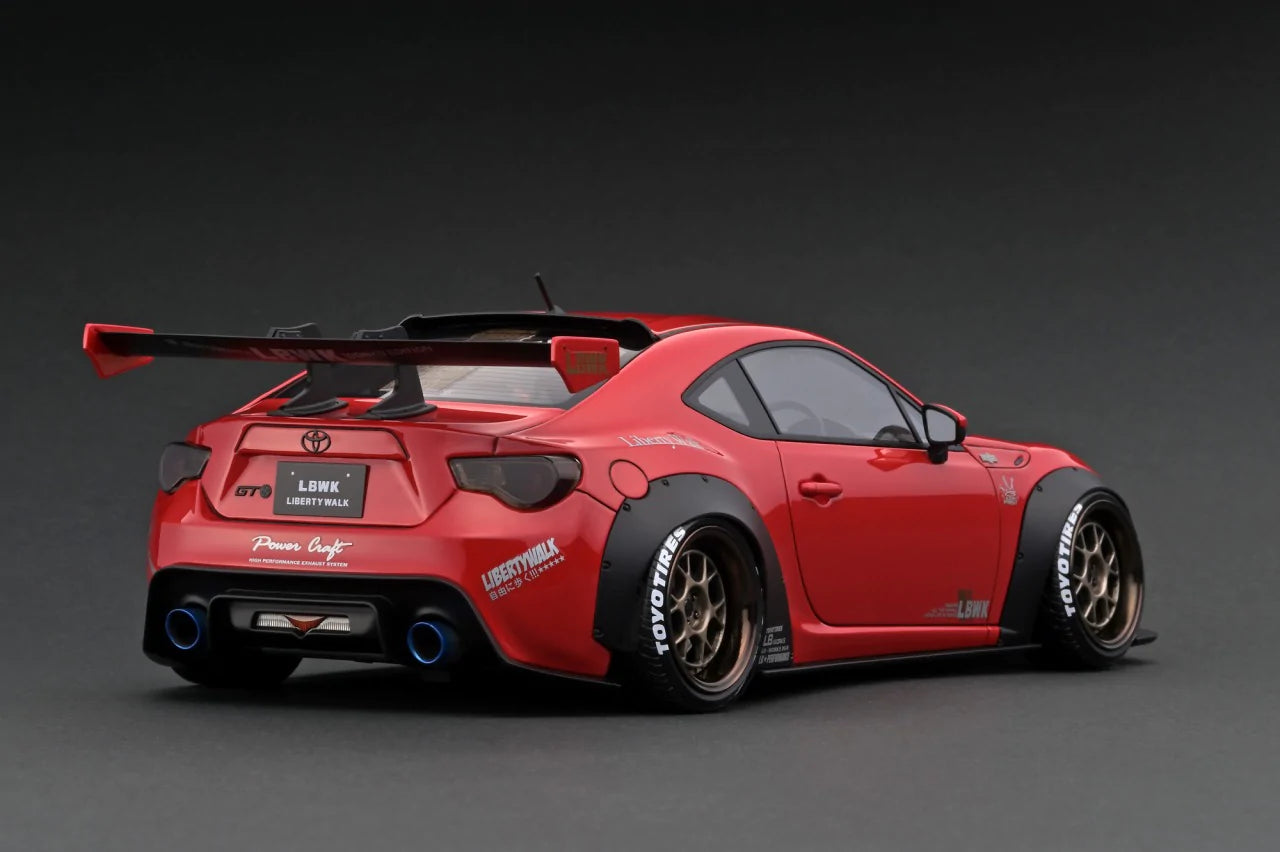 1:18 Scale Toyota 86 LBWK V1 Red Metallic Diecast Model Car - Collectible Sports Car Replica for Display & Racing Enthusiasts - Perfect for Home Office Decor, Car Shows & Gift Giving