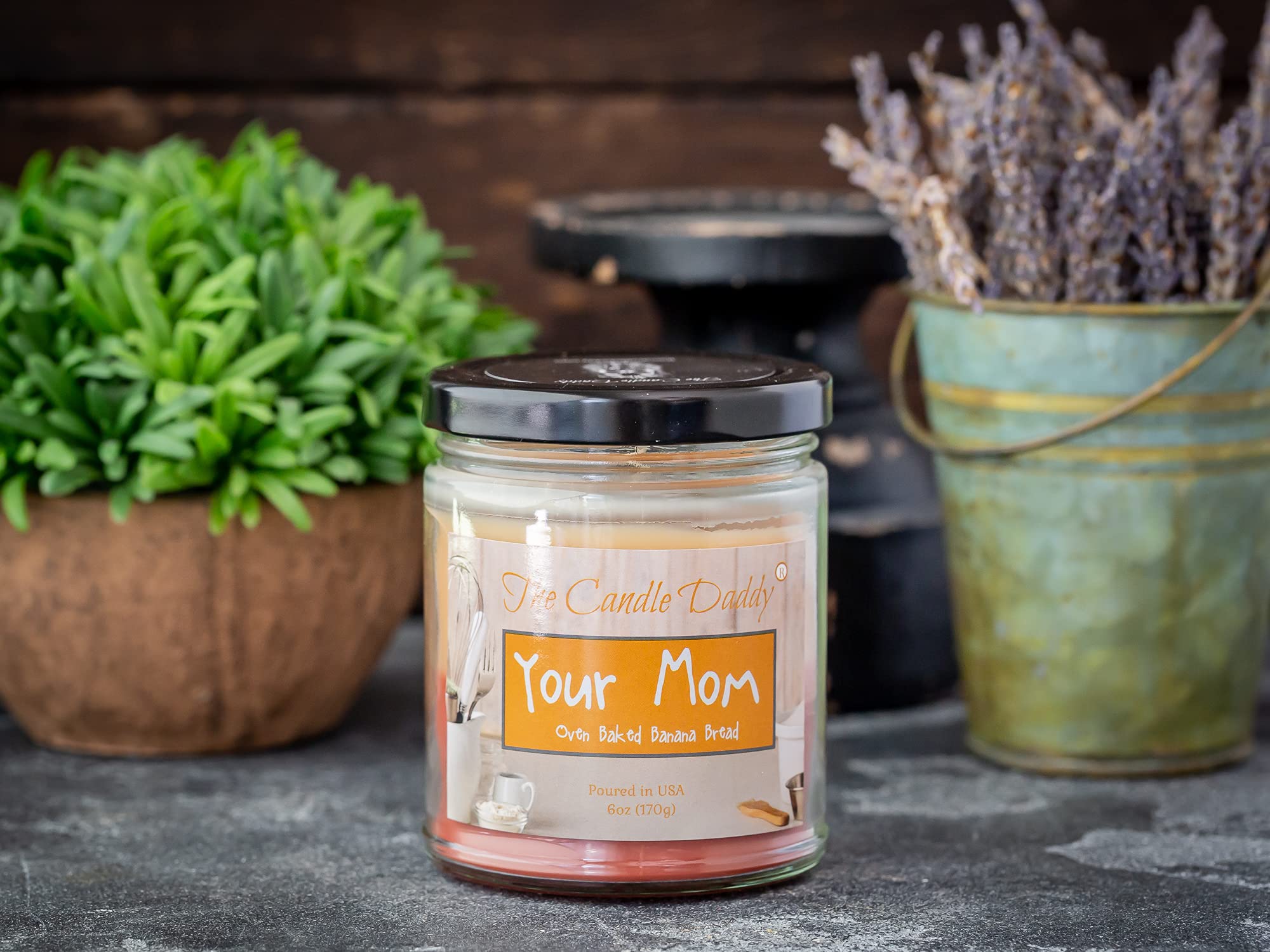 Funny 'Your Mom' Oven Baked Banana Bread Scented Candle - 6 Oz Jar with 40-Hour Burn Time - Perfect for Home Decor, Gifts & Relaxation