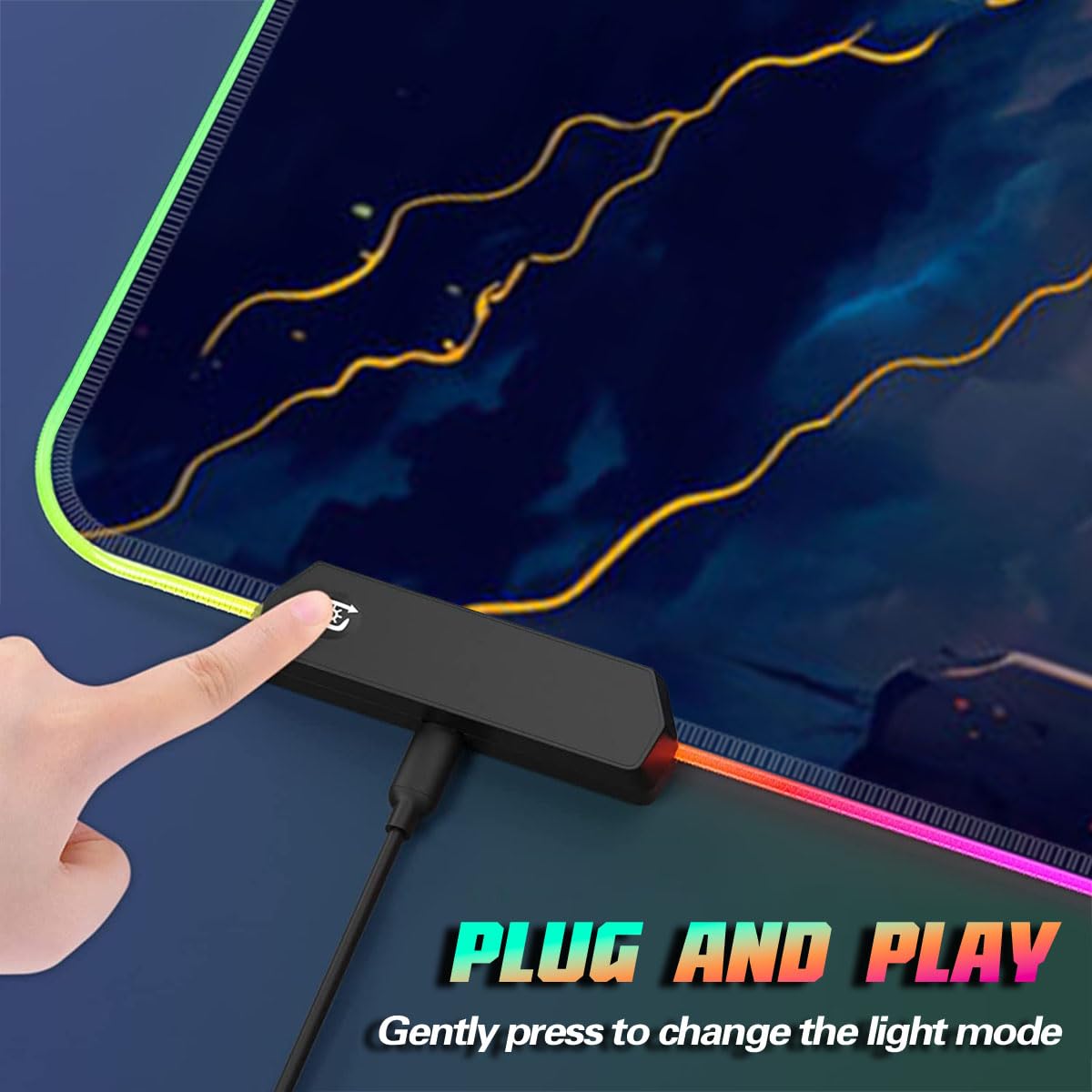 HEYCE Large LED Gaming Mouse Pad (60x35x0.3cm) - Extended RGB Keyboard Mat with Stitched Edges for PC, Laptop, Office & Esports - Waterproof Non-Slip Surface for Gamers & Professionals