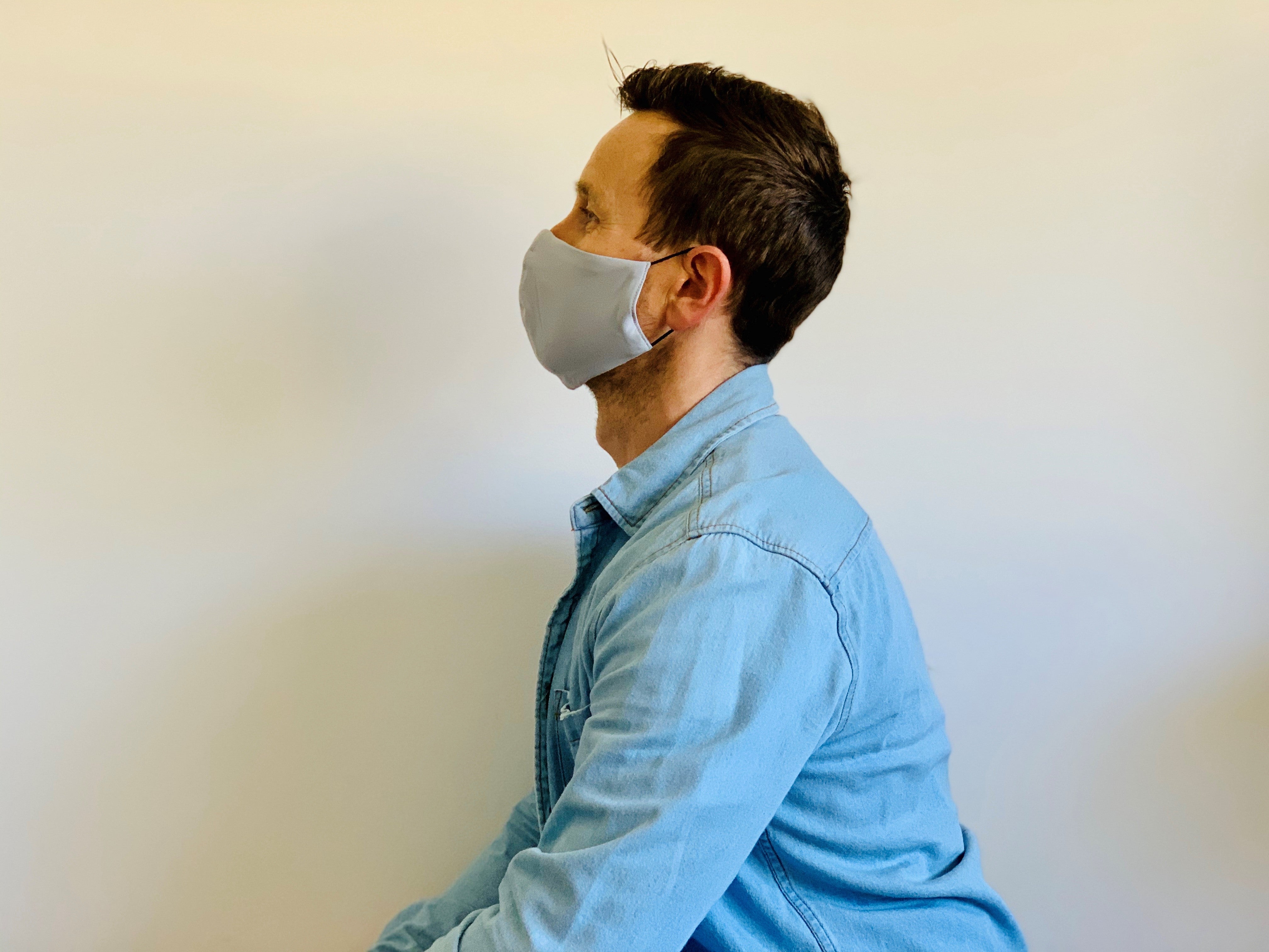 3-Ply Reusable Washable Cloth Face Mask - Breathable & Comfortable - Grey - Small/Medium Size - Perfect for Daily Use, Travel & Outdoor Activities