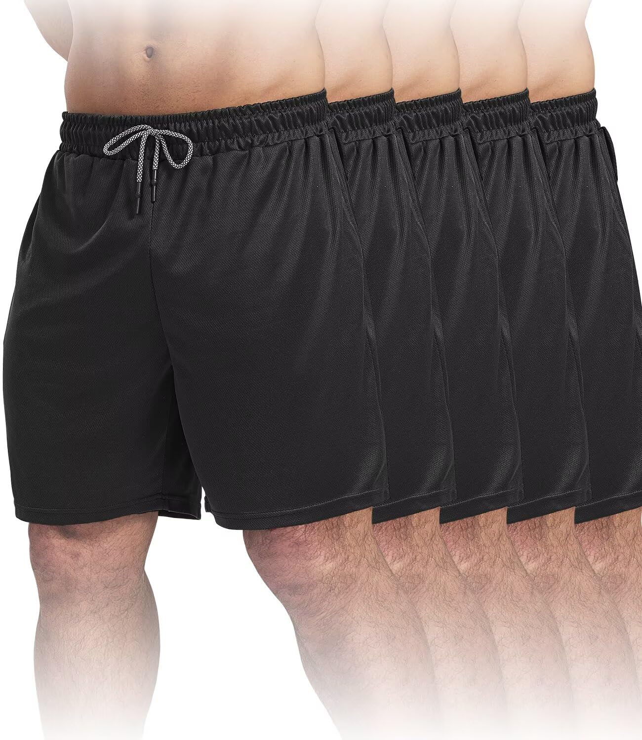 5 Pack Men's 7-Inch Gym Shorts - Breathable Quick-Dry Athletic Running Shorts with Mesh Lining & Pockets - Perfect for Workouts, Jogging, and Casual Wear