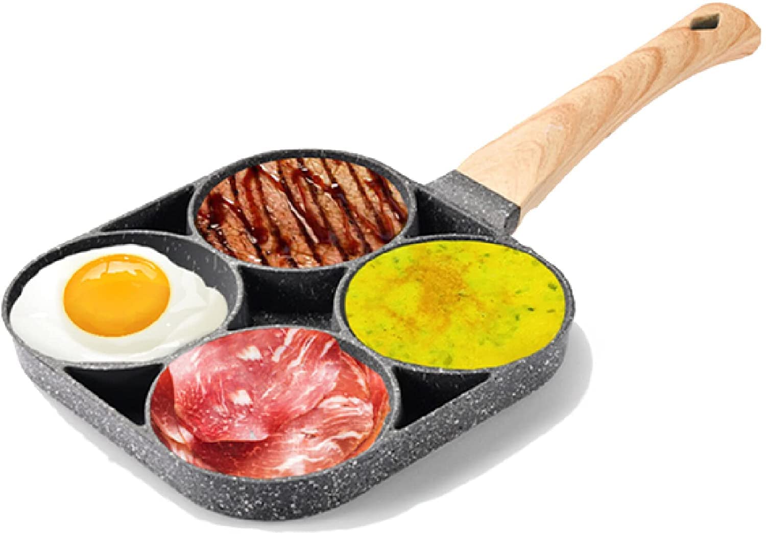 Nonstick 4-Hole Egg Frying Pan - Pancake Maker for Perfect Omelets, Breakfast Sandwiches & Steak - Ideal for Home Cooking, Camping & RV Trips - Easy Clean Breakfast Cookware Set