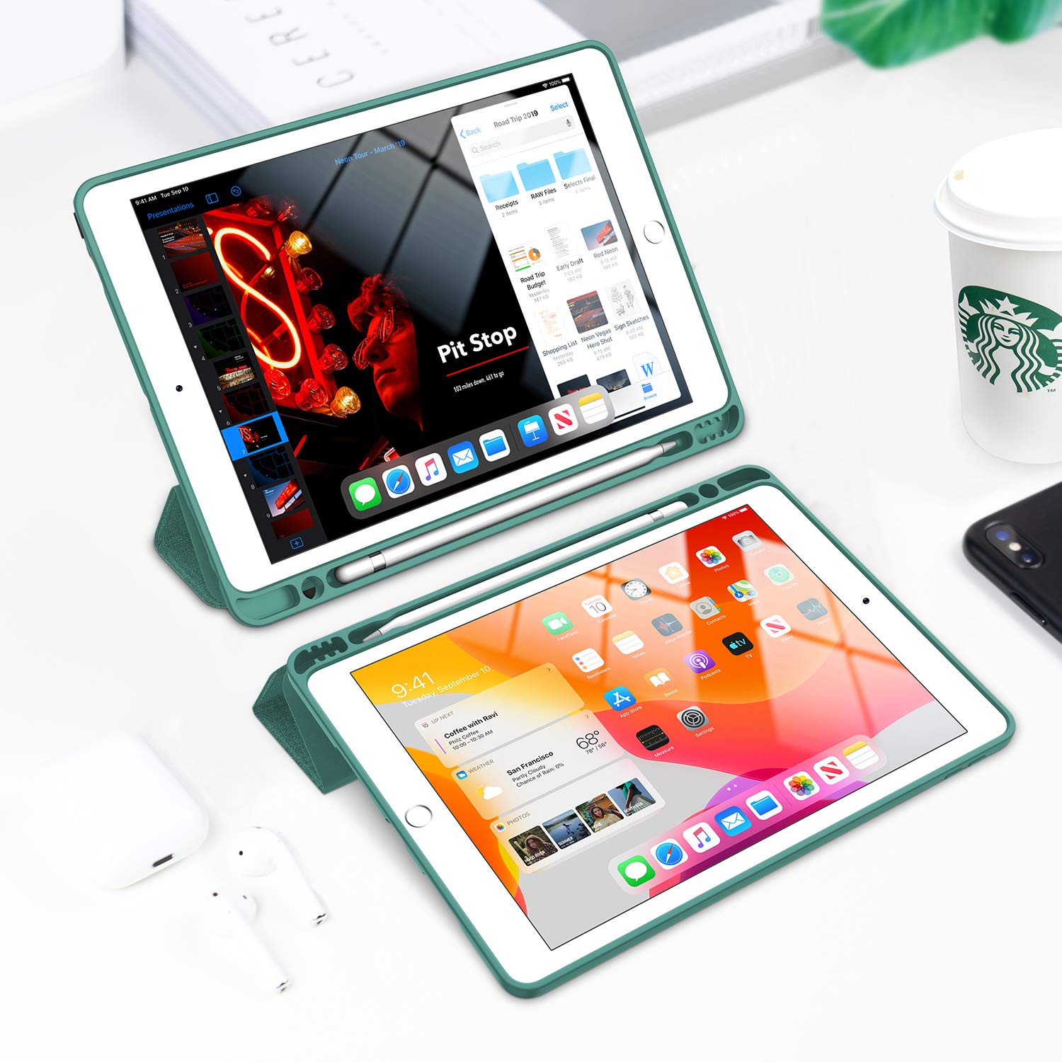 Premium Smart Case for iPad Air 3 (2019) & iPad Pro 10.5 (2017) - Ultra Slim TPU Back Cover with Pencil Holder | Auto Sleep/Wake | Strong Protection | Lake Blue | Perfect for Work, Travel & School Use